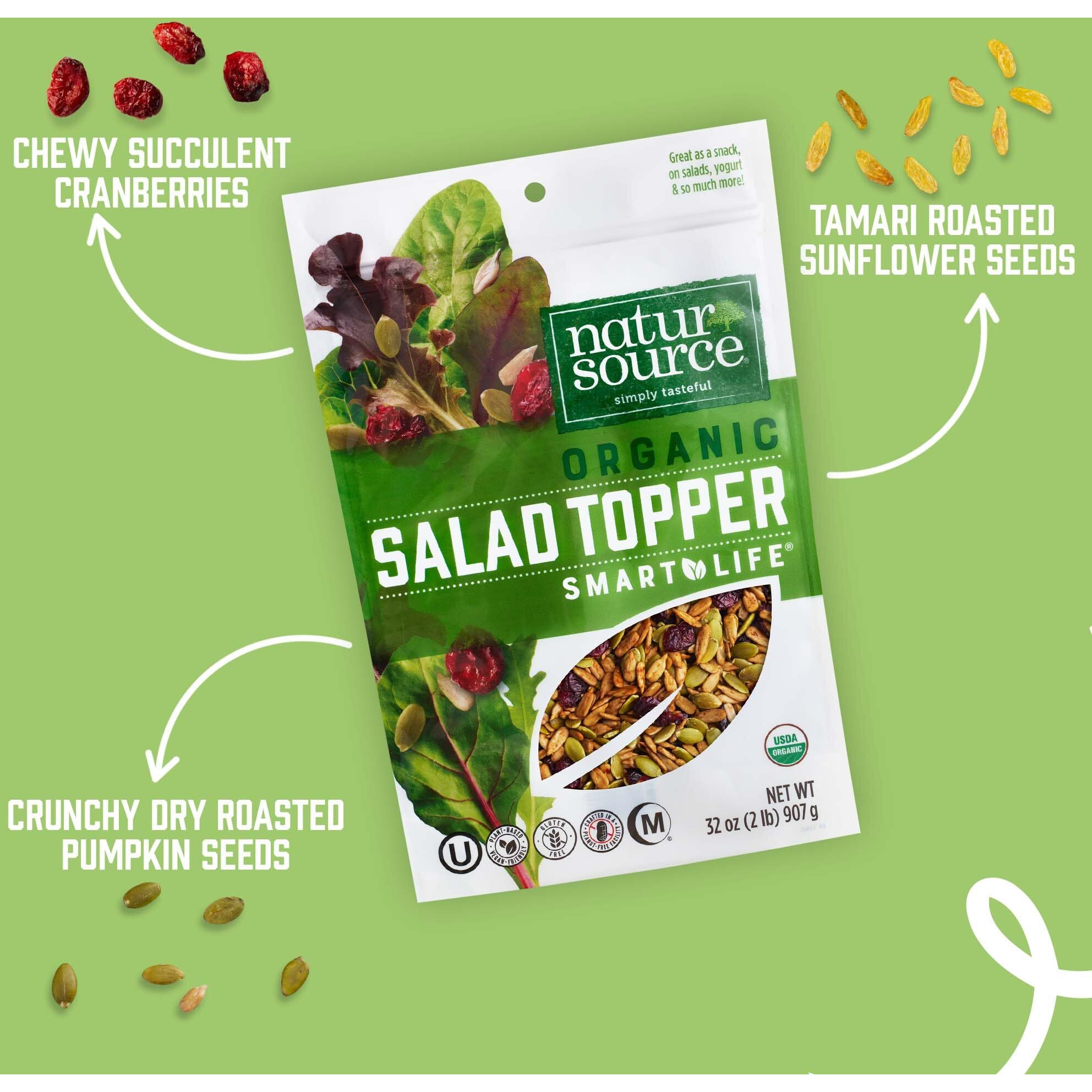 Natursource Organic Salad Topper - Salad Toppings, Salad Mix, Salad Toppers Seeds And Cranberries, Crunchy, Mixed Seeds For Salad, Oatmeal Or Yogurt, Natural, Gluten Free, Organic - 32 Oz (2 Lb)