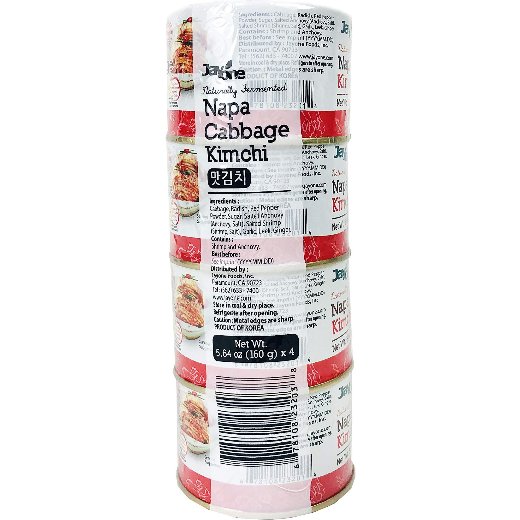 Korean Canned Kimchi, Napa Cabbage Kimchi, Naturally Fermented, Non-Gmo, No Preservatives, No Additives- (5.64Oz X 4)