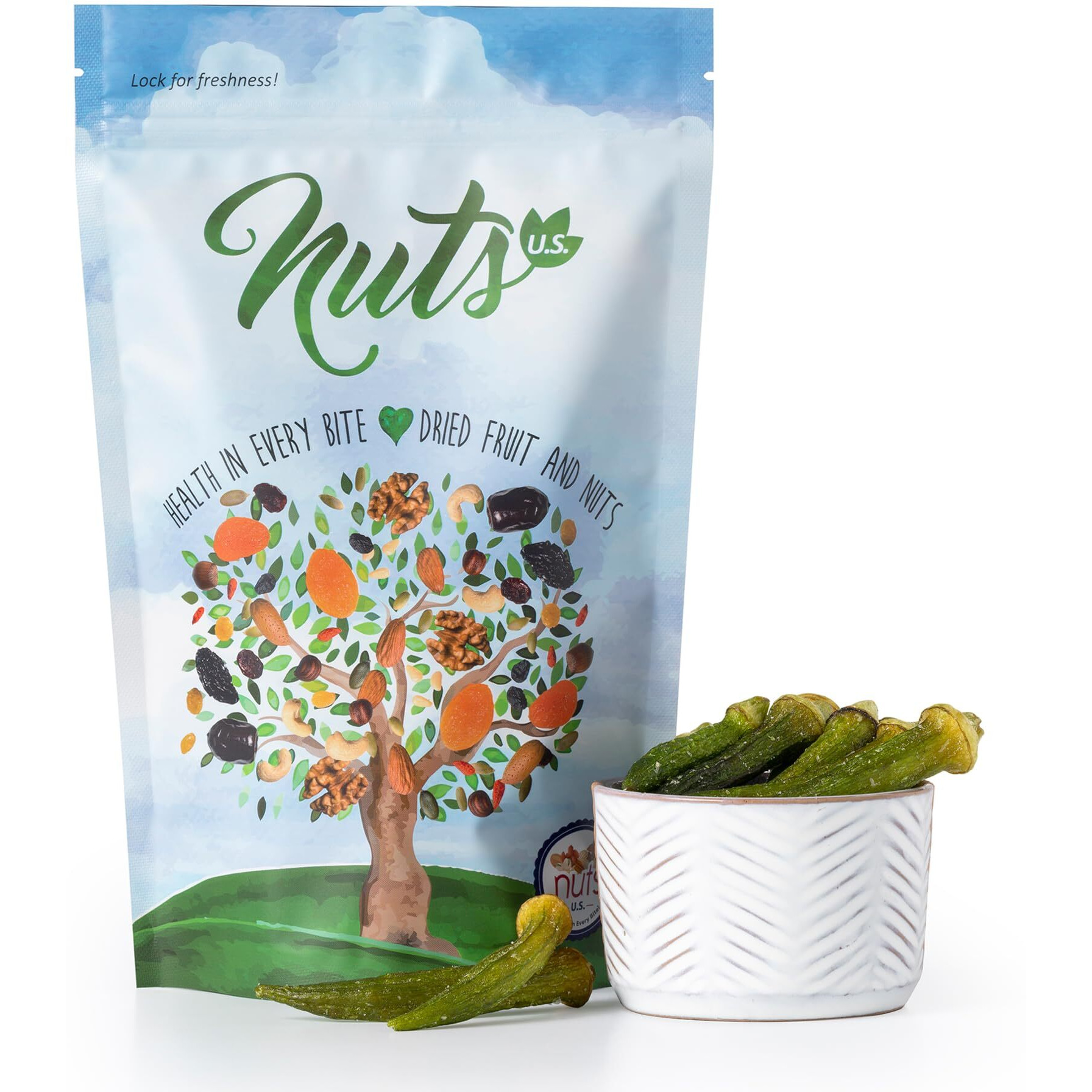 Nuts U.S. - Okra Chips | Sea-Salted | No Color Added And No Sugar Added | Natural | Delicious And Healthy, Bulk Chips (Okra Chips, 2 Lbs)