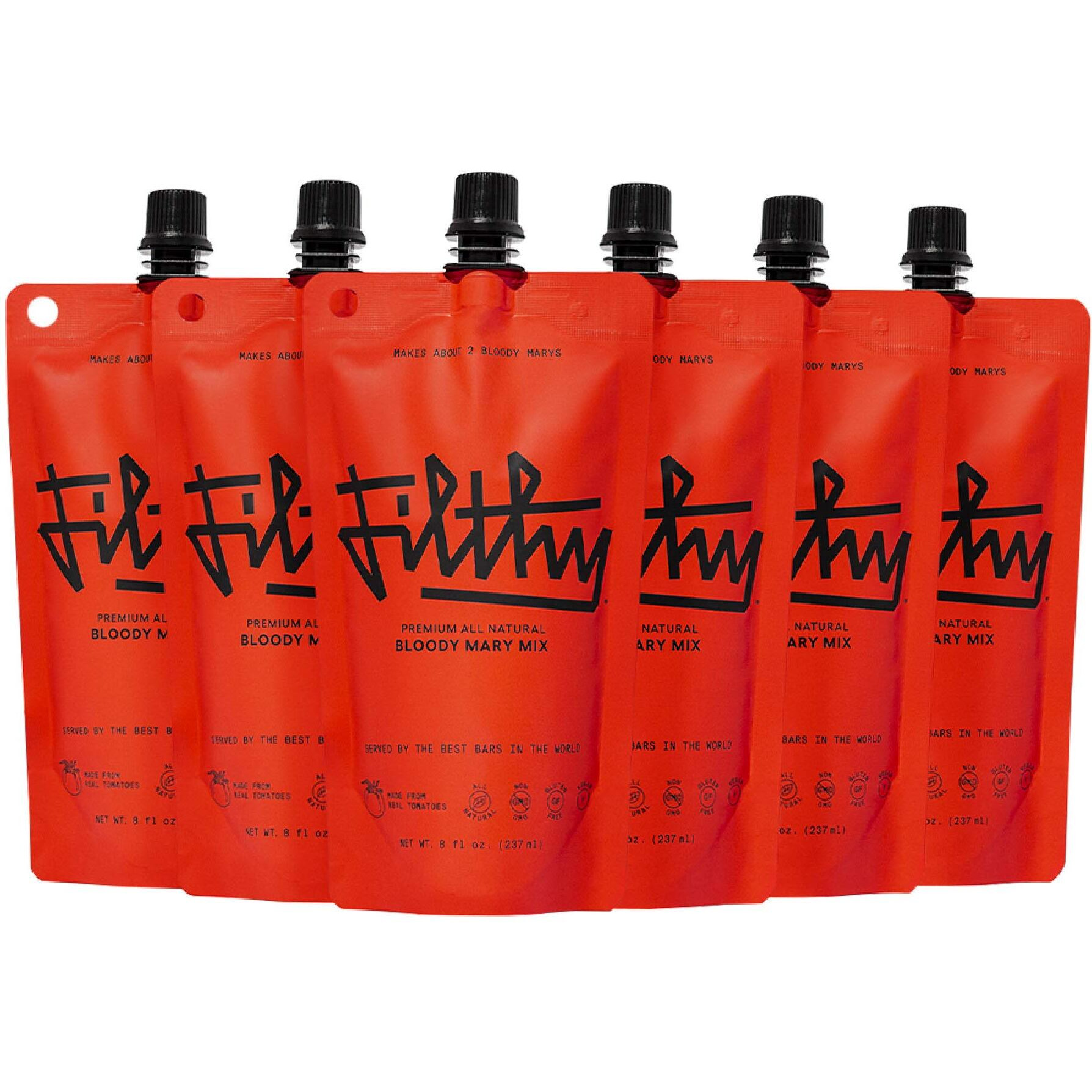 Filthy Bloody Mary Mix, All-Natural, 8 Oz Pouch, 6 Pack