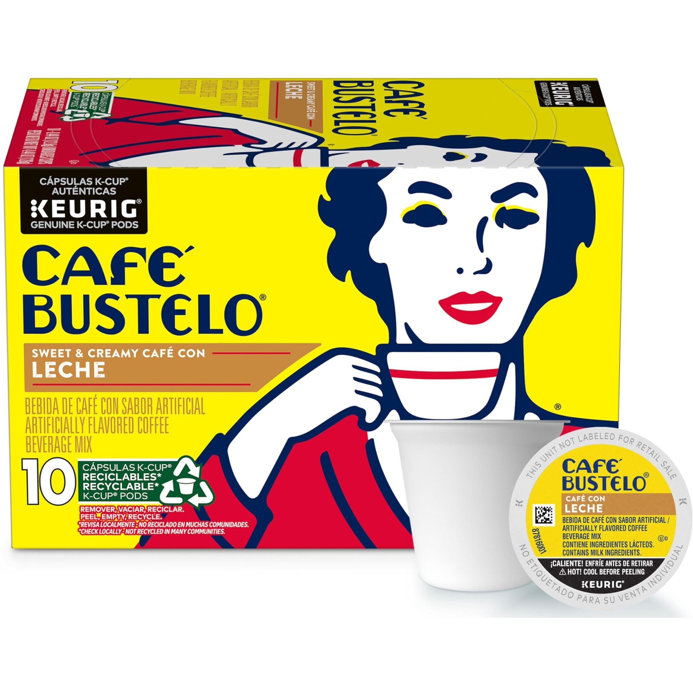 Caf   Bustelo Sweet & Creamy Caf   Con Leche Coffee, 10 Keurig K-Cup Pods