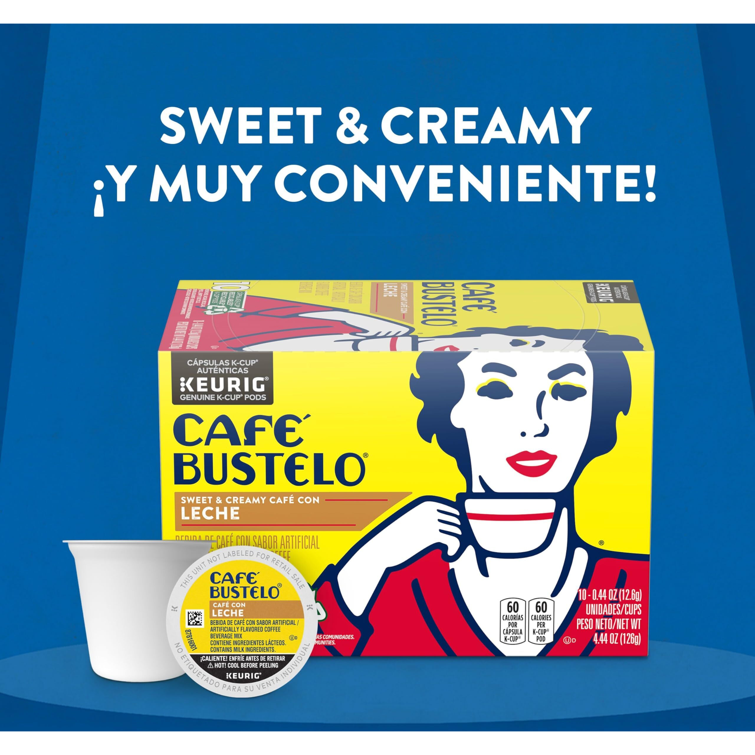 Caf   Bustelo Sweet & Creamy Caf   Con Leche Coffee, 10 Keurig K-Cup Pods