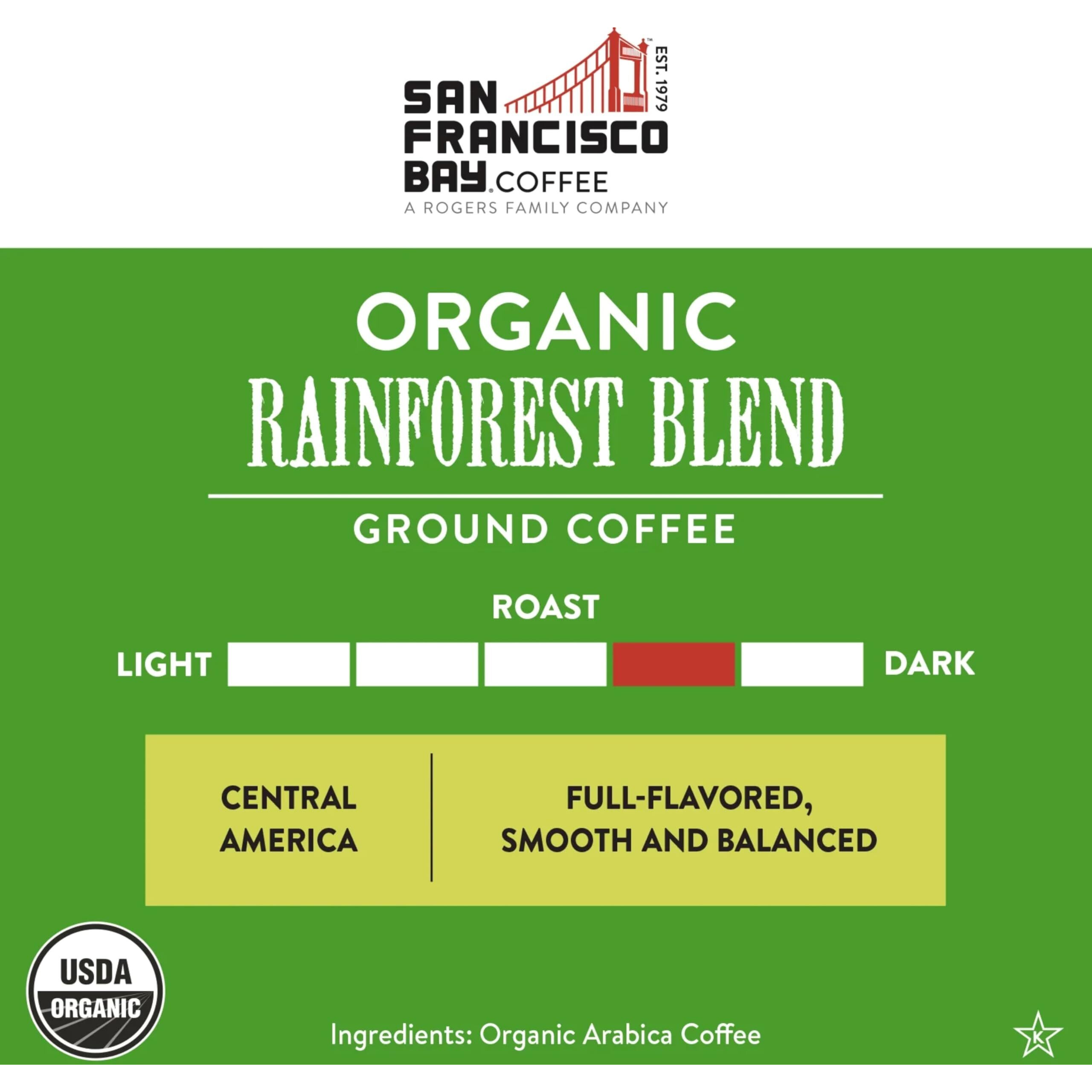 San Francisco Bay Ground Coffee - Organic Rainforest Blend (28Oz Bag), Medium Dark Roast