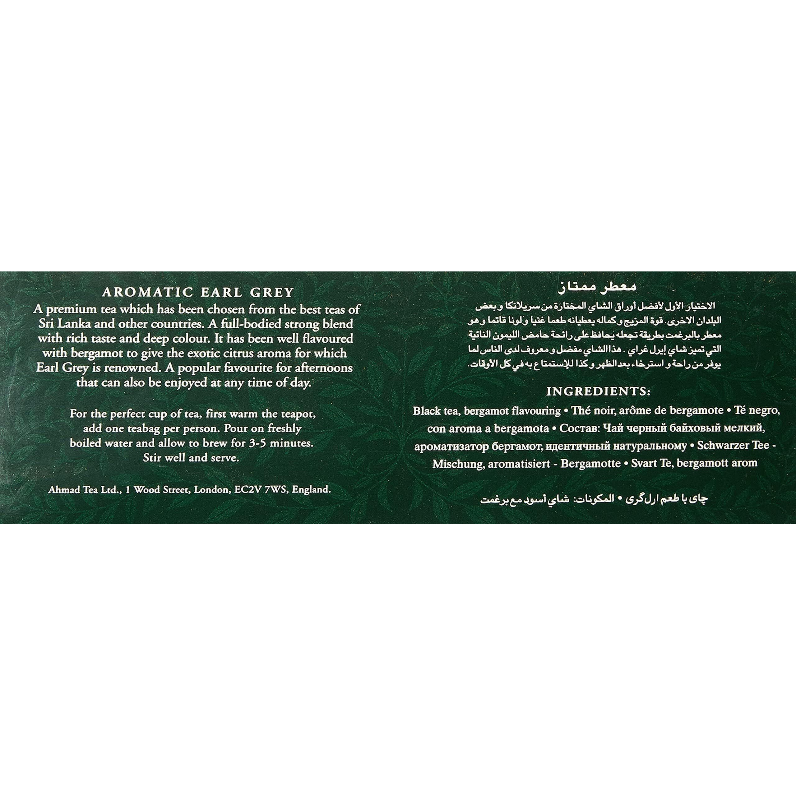 Ahmad Tea Black Tea, Earl Grey Aromatic Teabags, 100 Ct - Caffeinated & Sugar-Free, Packaging May Vary