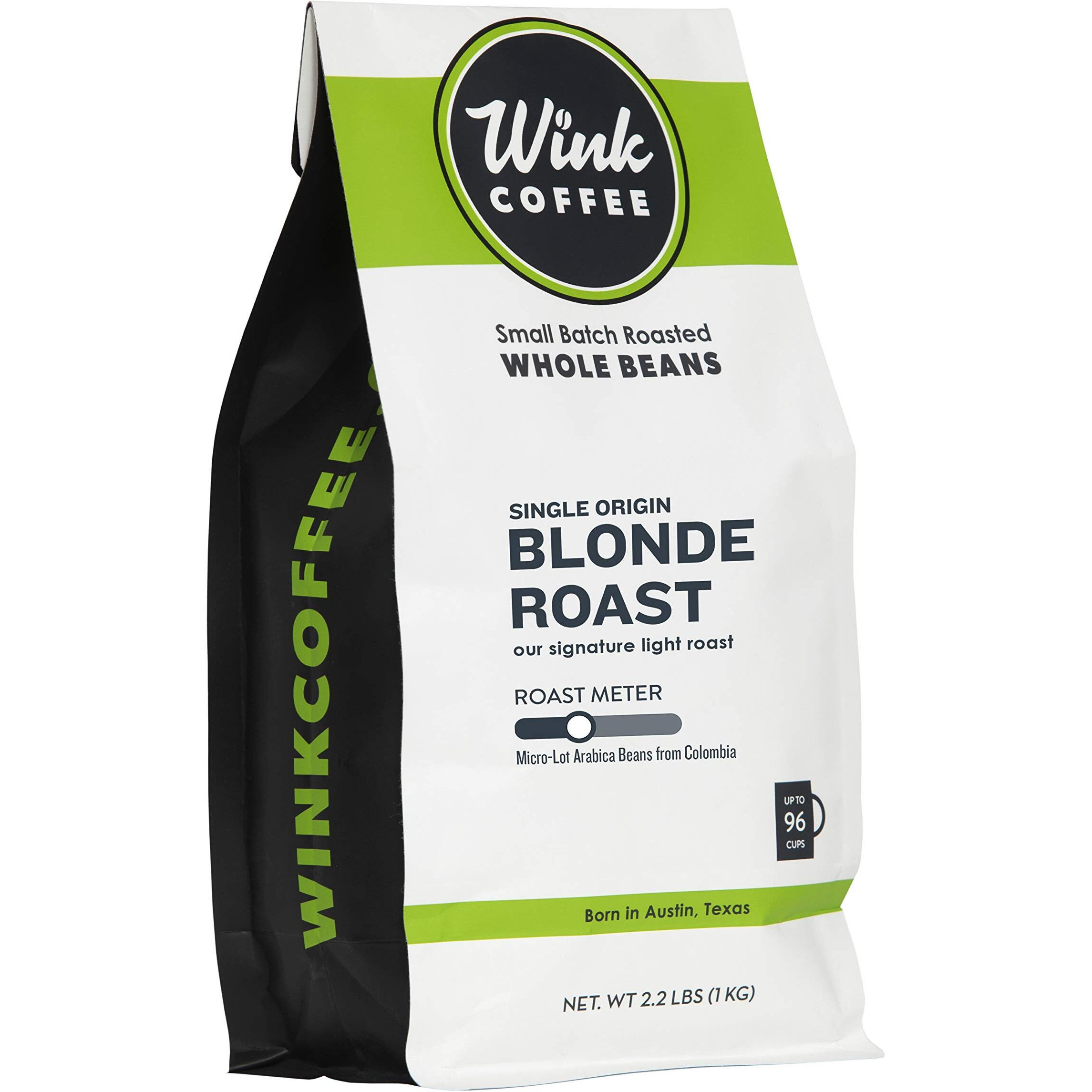 Wink Blonde Roast Whole Bean Coffee, Large 2.2 Pound Bag, 100% Arabica Coffee Beans, Single Origin Colombian, Smooth, Light, And Complex