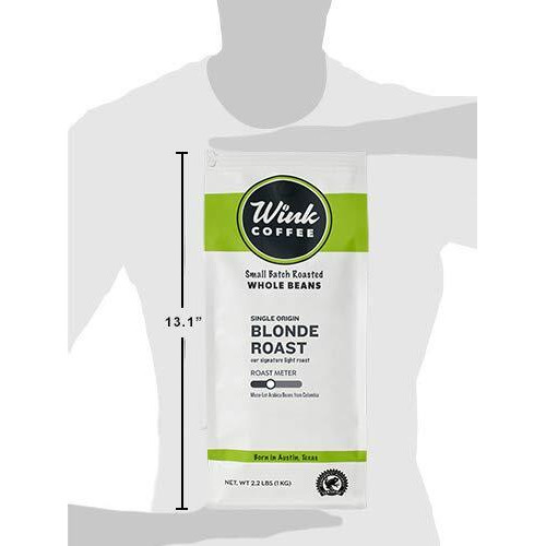 Wink Blonde Roast Whole Bean Coffee, Large 2.2 Pound Bag, 100% Arabica Coffee Beans, Single Origin Colombian, Smooth, Light, And Complex