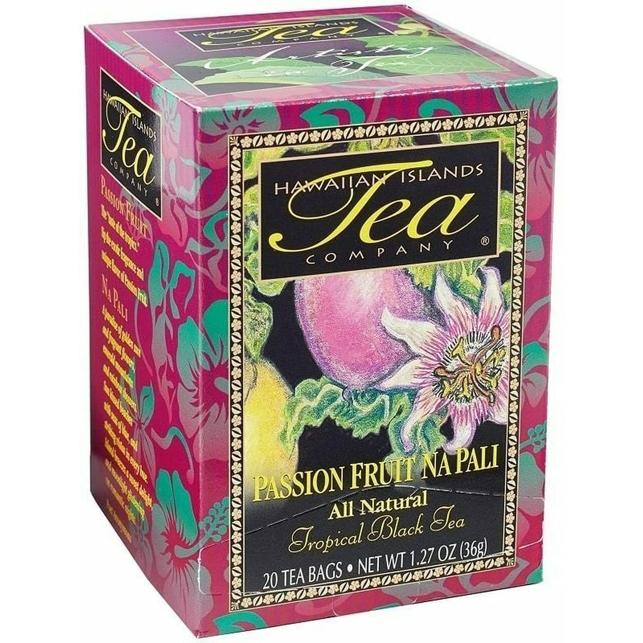 Hawaiian Islands Tea Company Passionfruit Na Pali Black Tea, All Natural - 120 Teabags (6 Boxes)