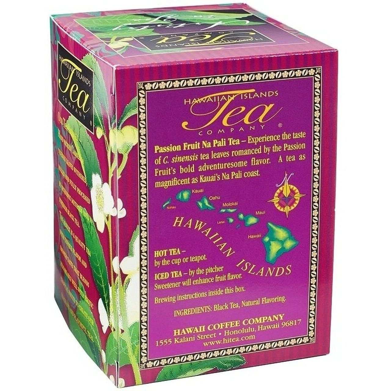 Hawaiian Islands Tea Company Passionfruit Na Pali Black Tea, All Natural - 120 Teabags (6 Boxes)