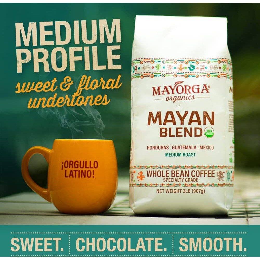 Mayorga Dark Roast Coffee Gift Pack Of 3, 12 Oz Bags- Mayan Blend, Cubano Roast And Muy Macho - 100% Arabica Caf   Whole Coffee Beans - Smoothest Organic Coffee - Specialty Grade, Non-Gmo, Direct Trade