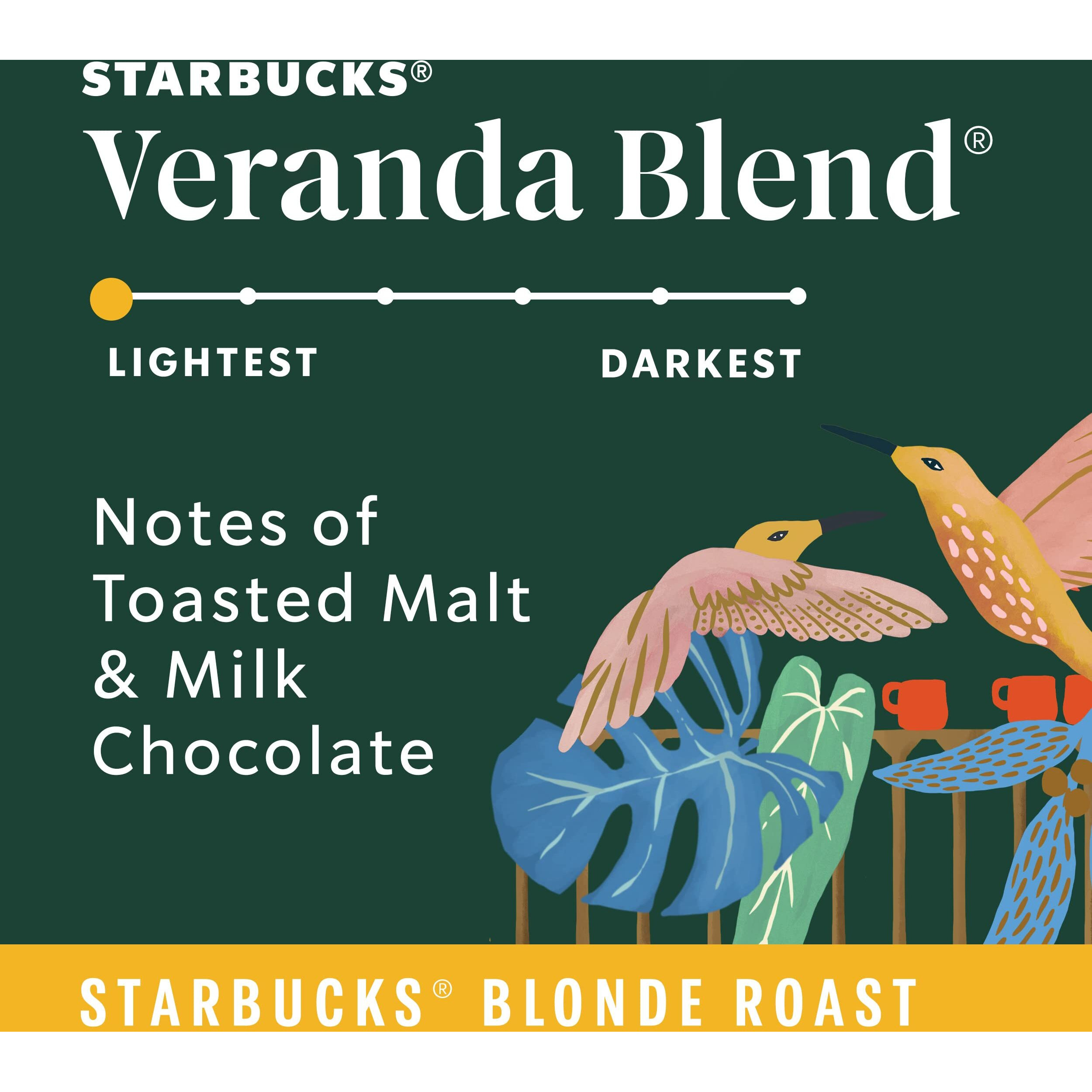 Starbucks Ground Coffee, Starbucks Blonde Roast Coffee, Veranda Blend, 100% Arabica, 6 Bags (12 Oz Each)