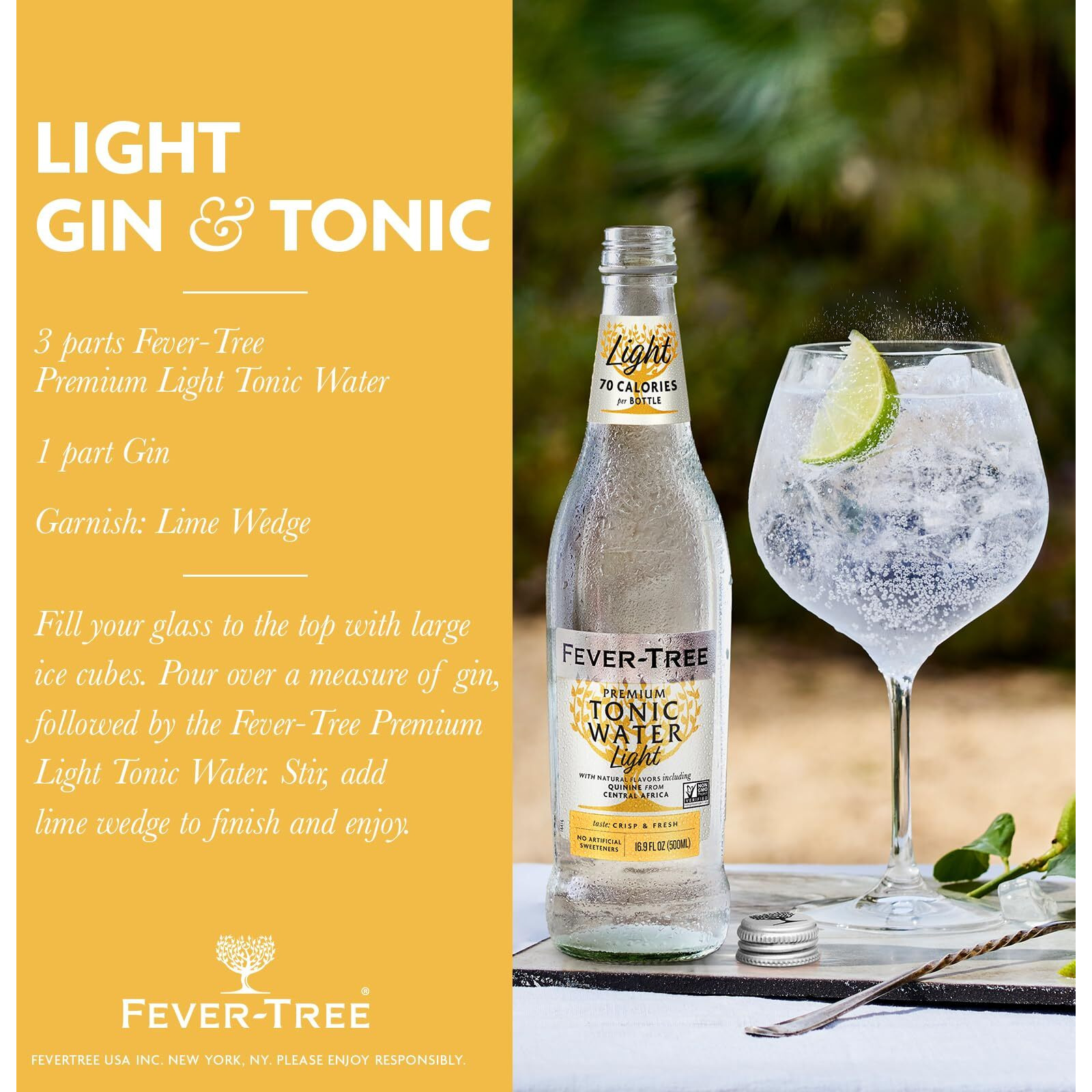 Fever-Tree Refreshingly Tonic Water, Light, 16.9 Fl Oz (Pack Of 8)