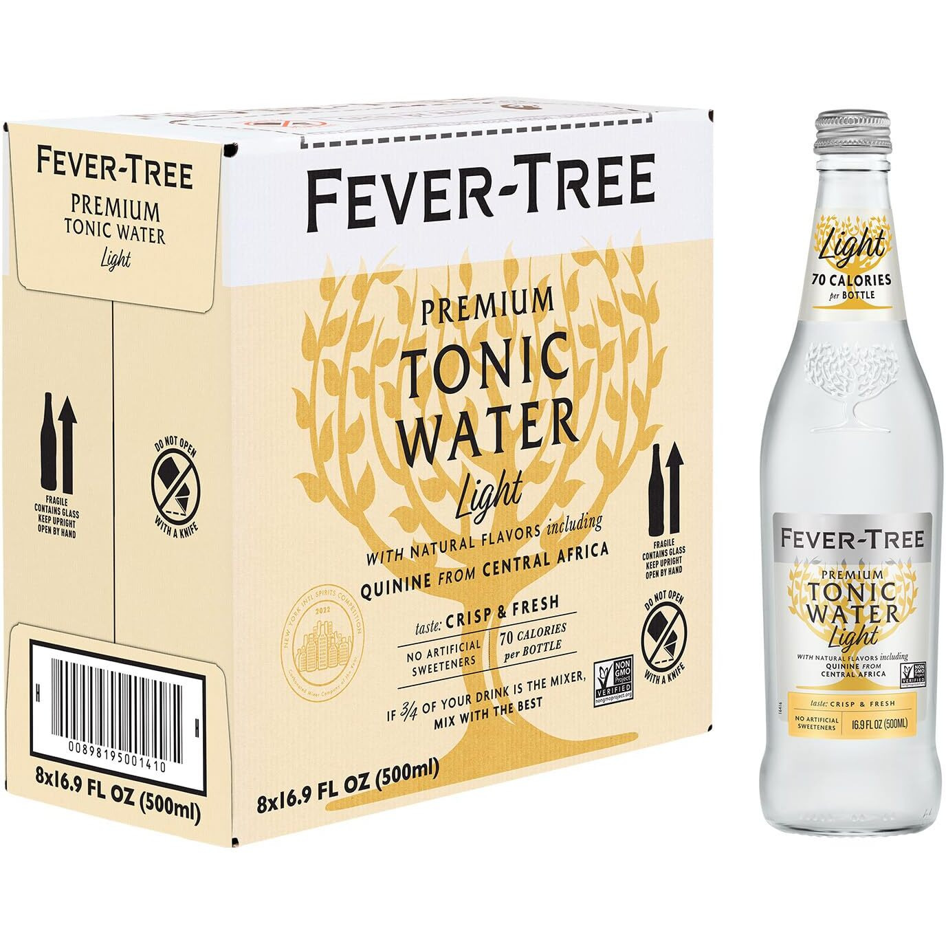 Fever-Tree Refreshingly Tonic Water, Light, 16.9 Fl Oz (Pack Of 8)