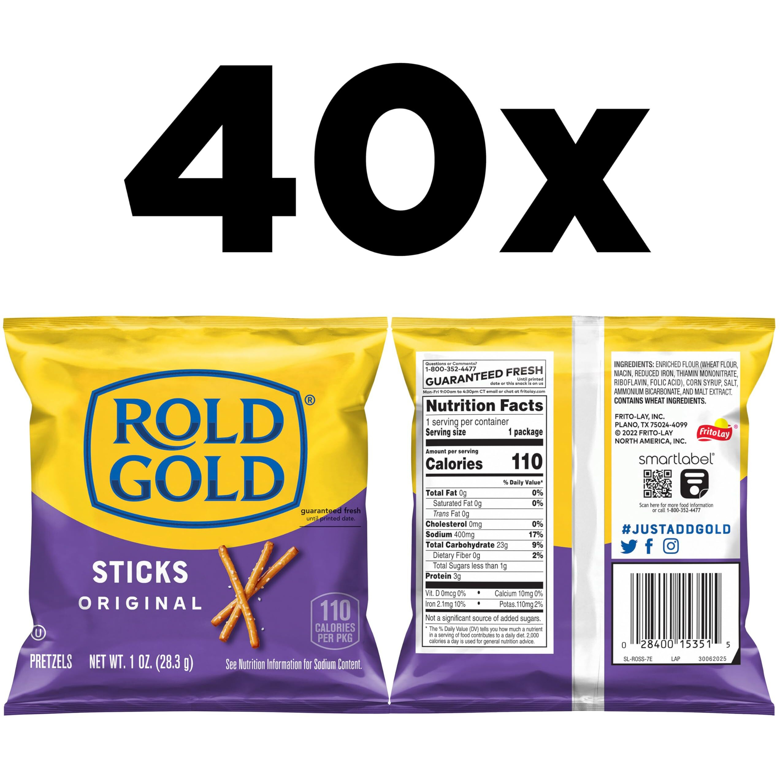 Rold Gold Pretzels, Sticks, 1 Ounce (Pack Of 40)