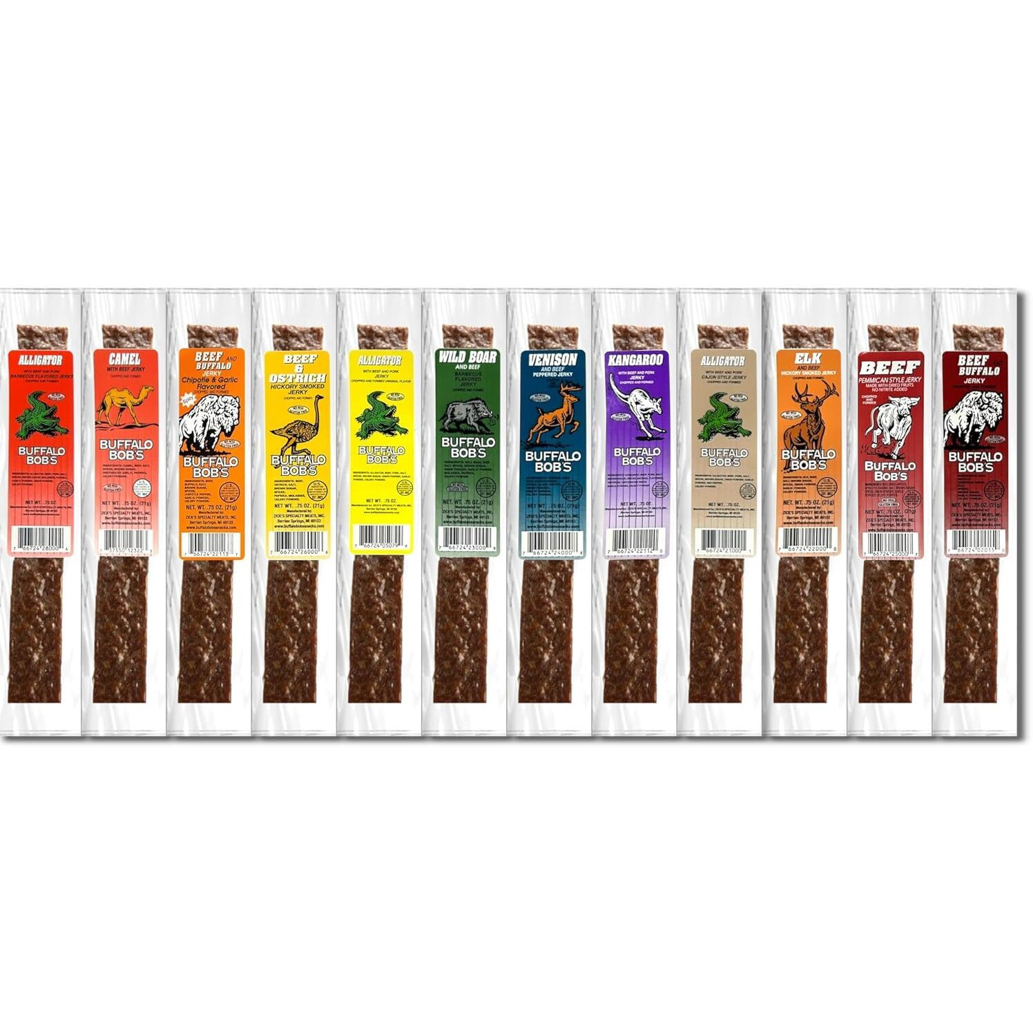 Buffalo Bob's Exotic Game Jerky & Meat Snacks - Best 20 Piece Variety Gift Pack