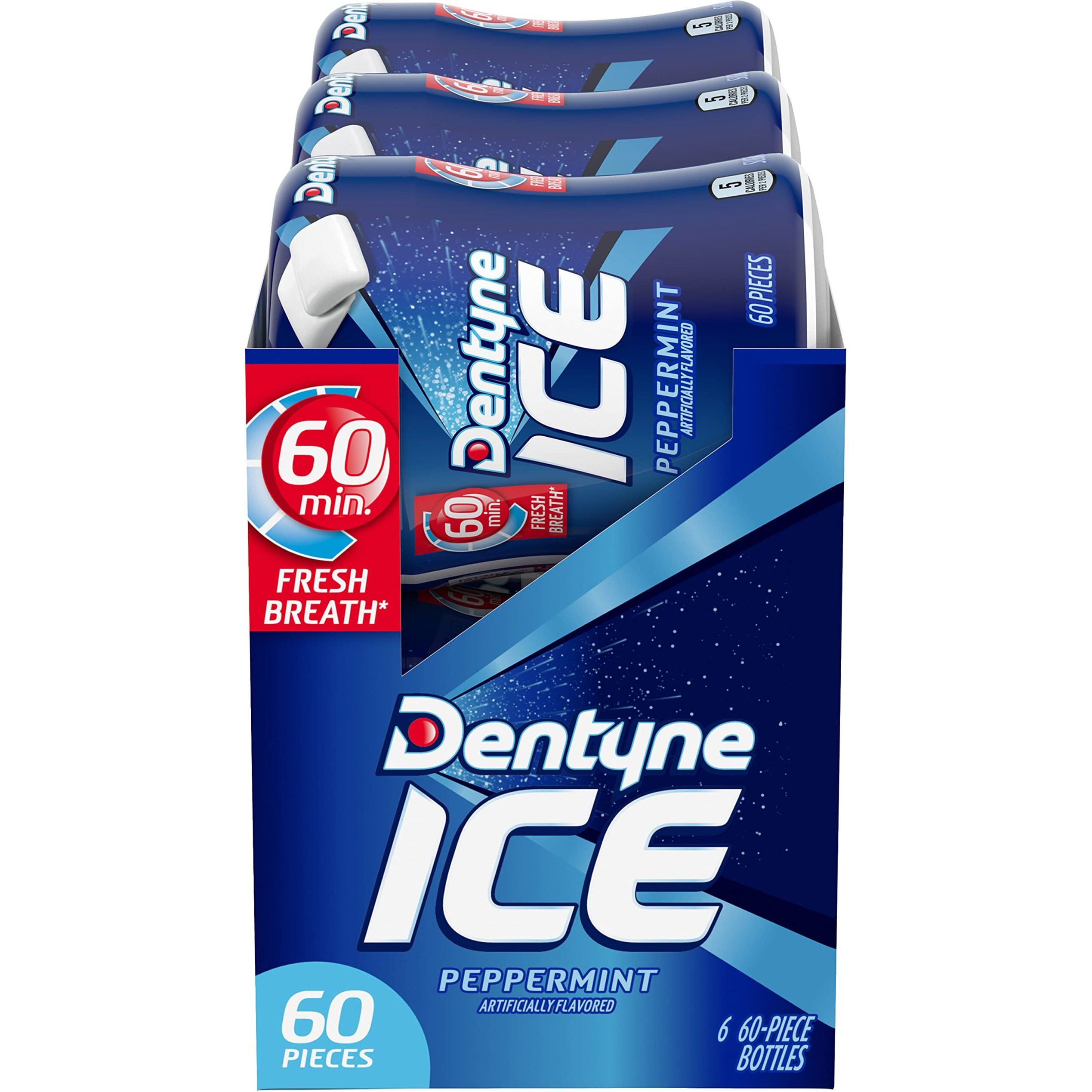 Dentyne Ice Peppermint Sugar Free Gum, 6 Bottles Of 60 Pieces (360 Total Pieces)