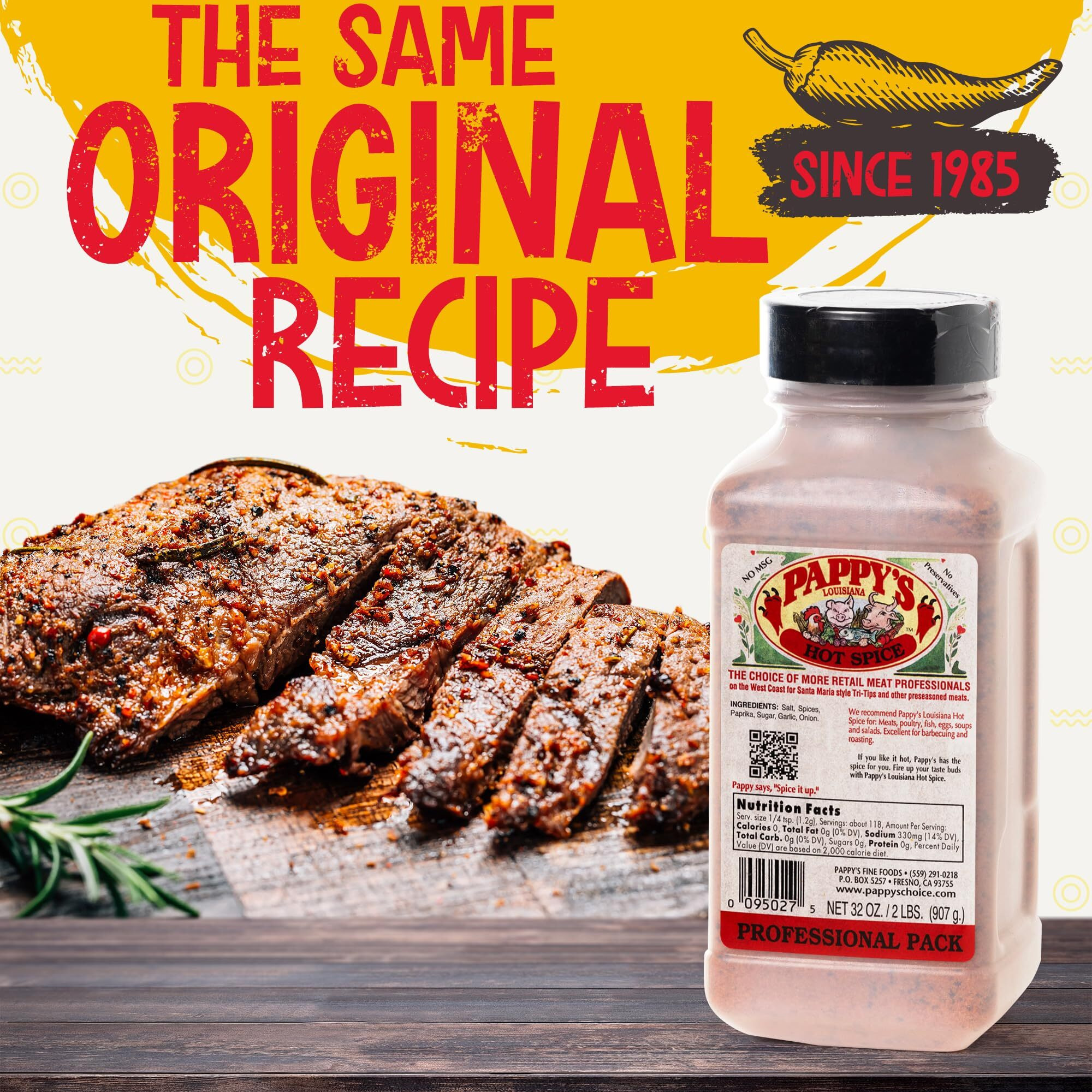 Pappy's Louisiana Hot Spice - Bold Seasoning For Jambalaya, Gumbo, Cajun Shrimp, Blackened Chicken, And Spicy Bbq | Perfect For Grilling, Frying, And Creole Dishes