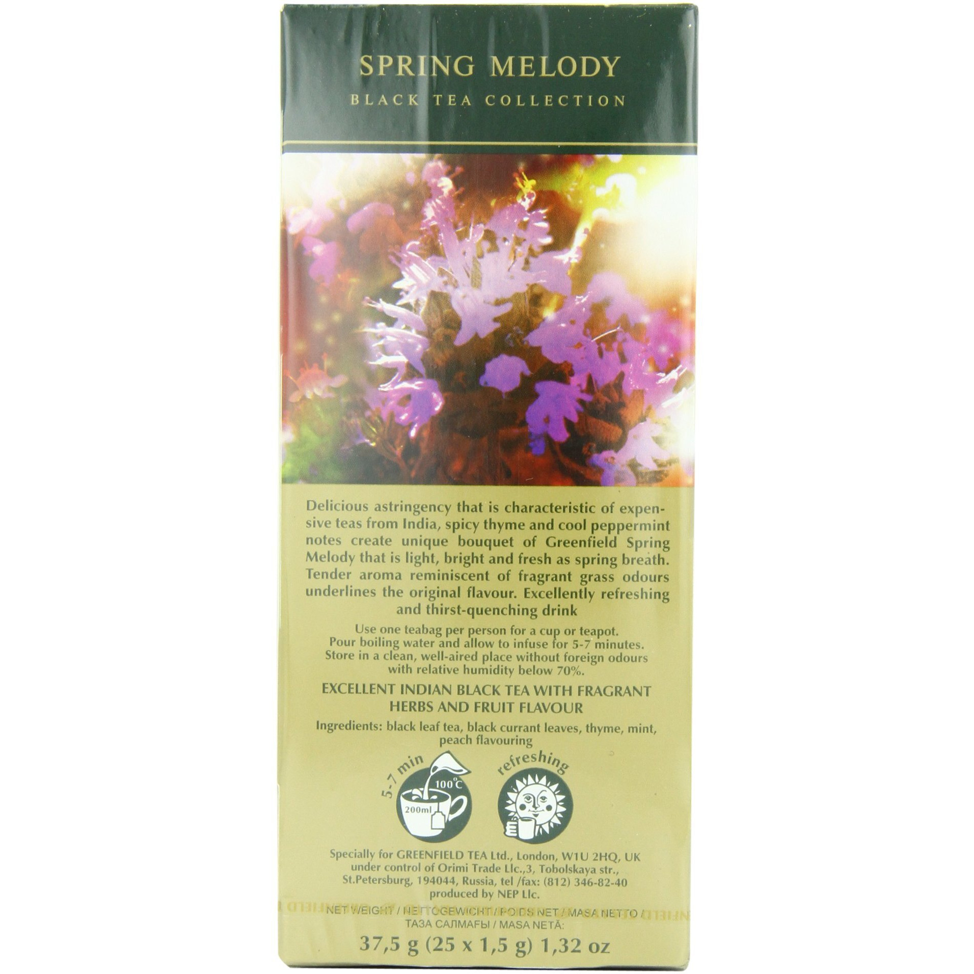 Greenfield Spring Melody Black Tea Fruit & Herbal Collection 25 Teabags The Execptional Freshness Of Tea Is Guranteed By The Special Foil Sachet