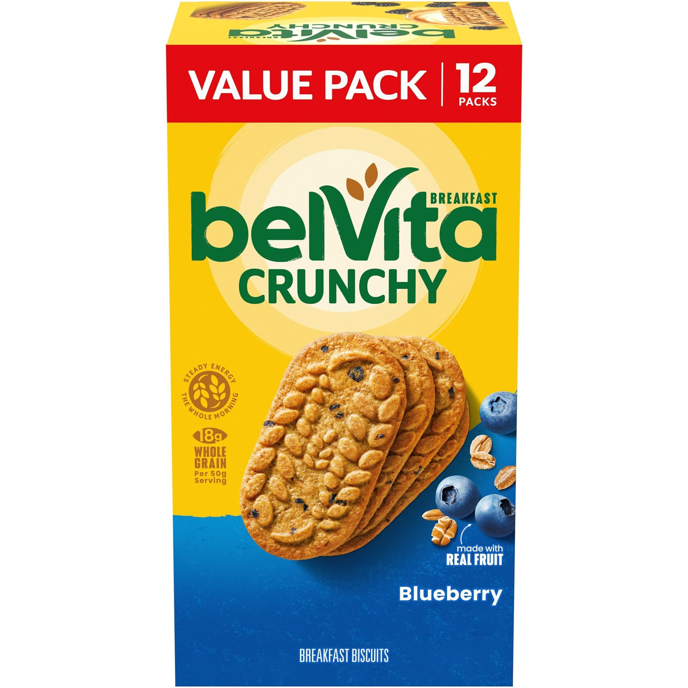 Belvita Blueberry Breakfast Biscuits, Value Pack, 12 Packs (4 Biscuits Per Pack)
