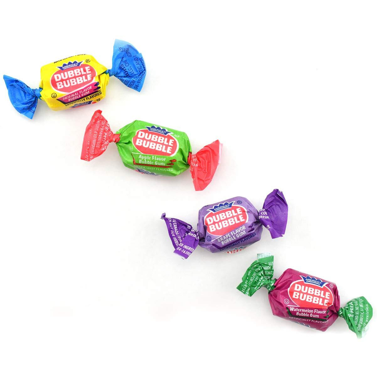 Tootsie Roll Dubble Bubble Gum - 300 Count Resealable Tub Of Individually Wrapped Fruit And Bubble Gum - Original, Watermelon, Apple And Grape Flavors - Peanut And Gluten Free, 47.6 Ounce