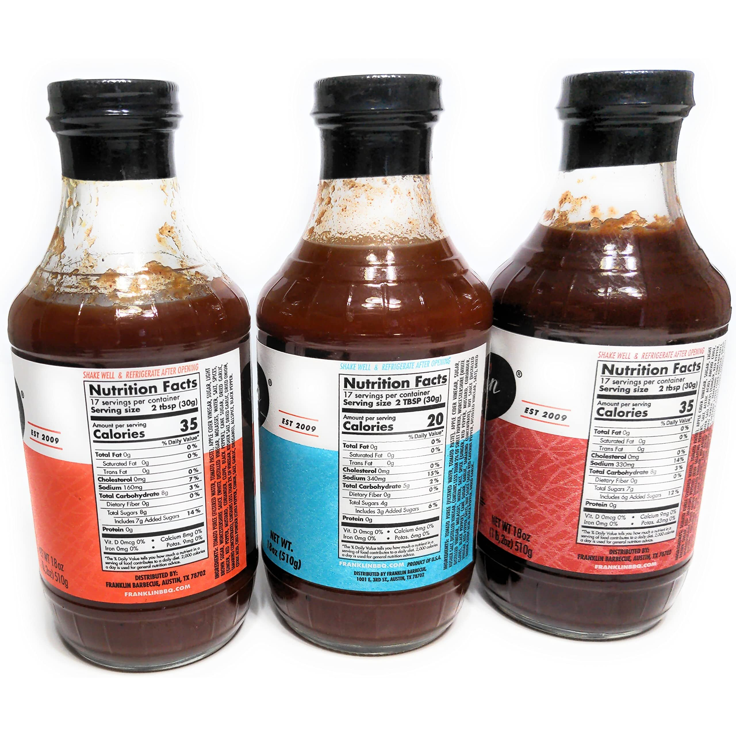 Franklin Barbecue Sauce 12.5Oz Bottle (Pack Of 3) (Sampler Pack 1 Of Each Flavor)