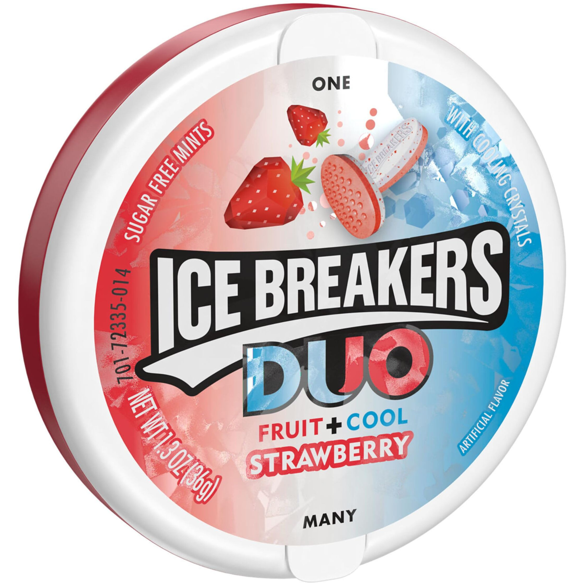 Ice Breakers Duo Fruit Plus Cool Strawberry Sugar Free Breath Mints Tins, 1.3 Oz (8 Count)