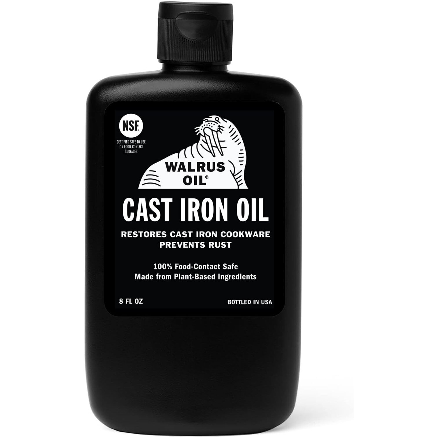 Walrus Oil - Cast Iron Oil, For Restoring, Seasoning, And Maintaining Cast Iron Cookware. 100% Vegan, 8 Oz Bottle