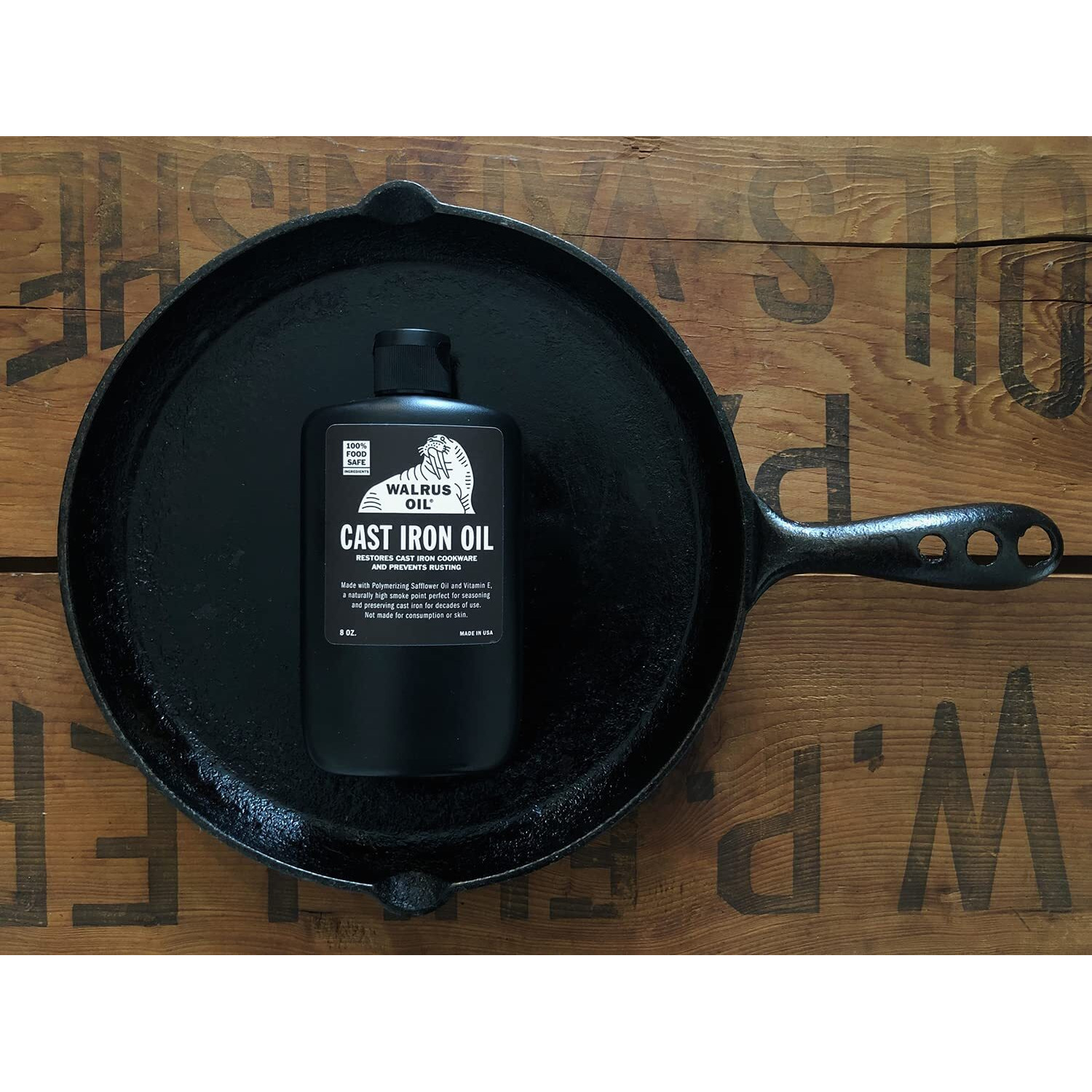 Walrus Oil - Cast Iron Oil, For Restoring, Seasoning, And Maintaining Cast Iron Cookware. 100% Vegan, 8 Oz Bottle