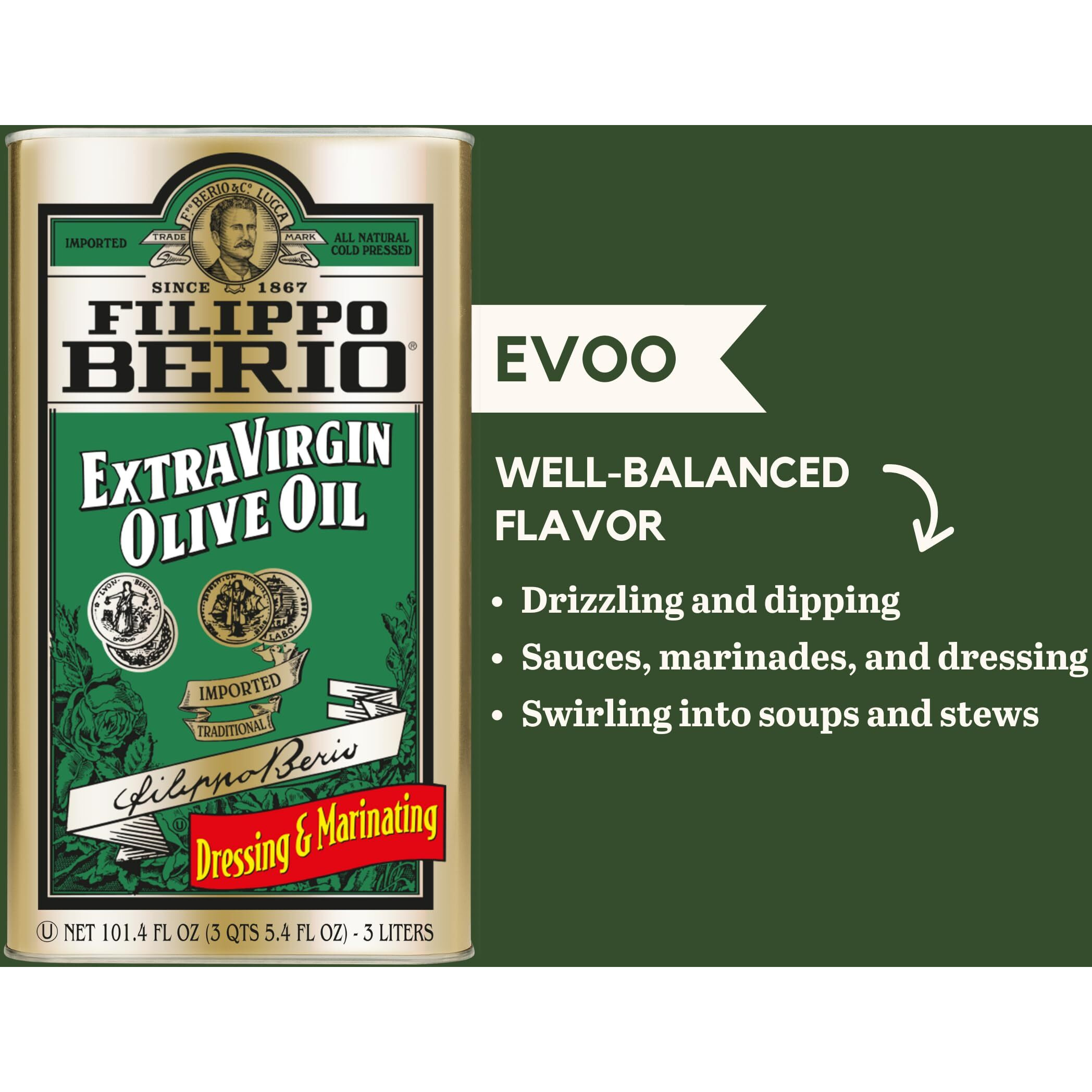Filippo Berio Extra Virgin Olive Oil, 101.4 Ounce Tin