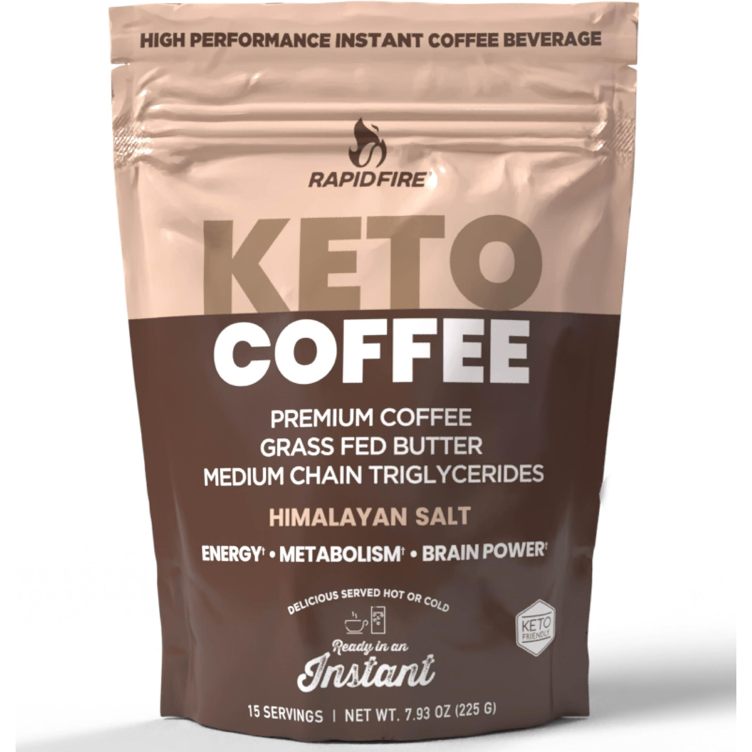 Rapidfire Ketogenic High Performance Instant Coffee Mix, Supports Energy And Metabolism, 15 Servings, Brown, 7.93 Ounce (Pack Of 1)