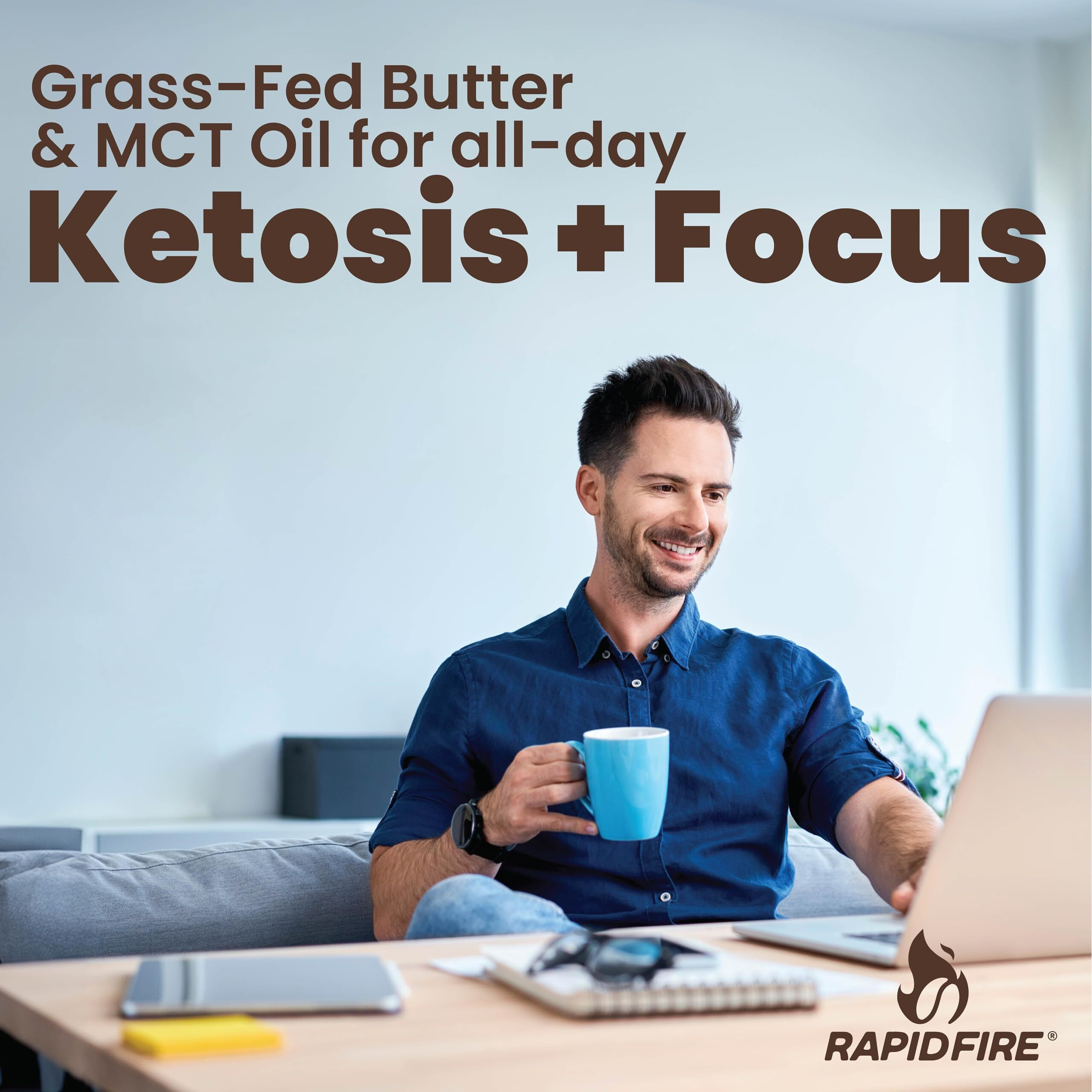 Rapidfire Ketogenic High Performance Instant Coffee Mix, Supports Energy And Metabolism, 15 Servings, Brown, 7.93 Ounce (Pack Of 1)