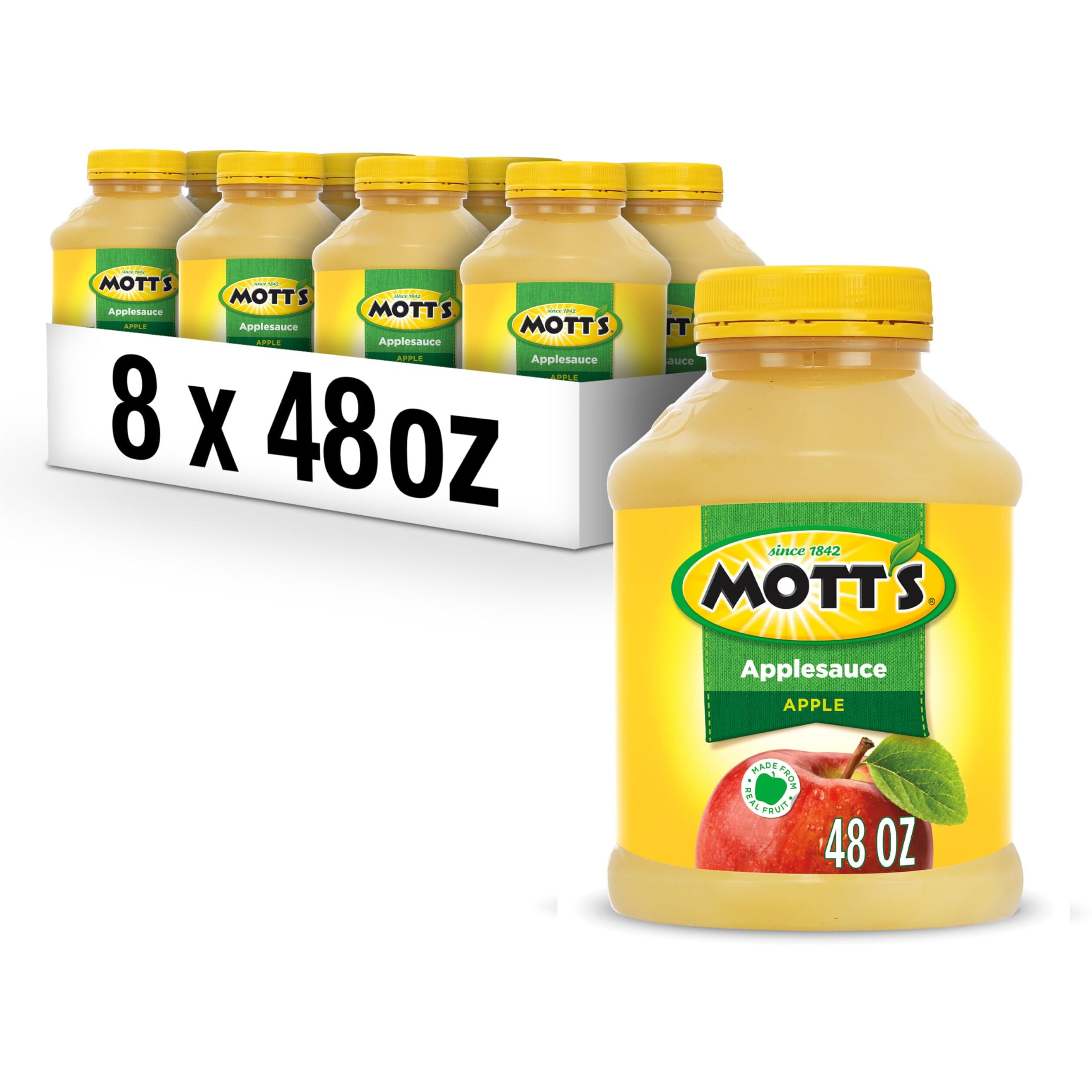 Mott's Applesauce, 48 Oz Jar (Pack Of 8), No Artificial Flavors, Good Source Of Vitamin C, Nutritious Option For The Whole Family