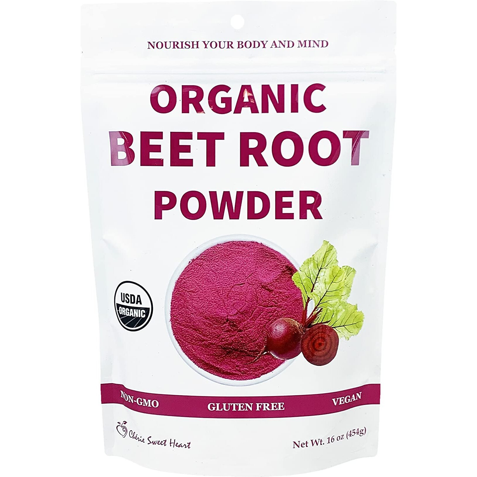 Ch  Rie Sweet Heart Organic Beet Root Powder (1 Lb), Raw & Non-Gmo