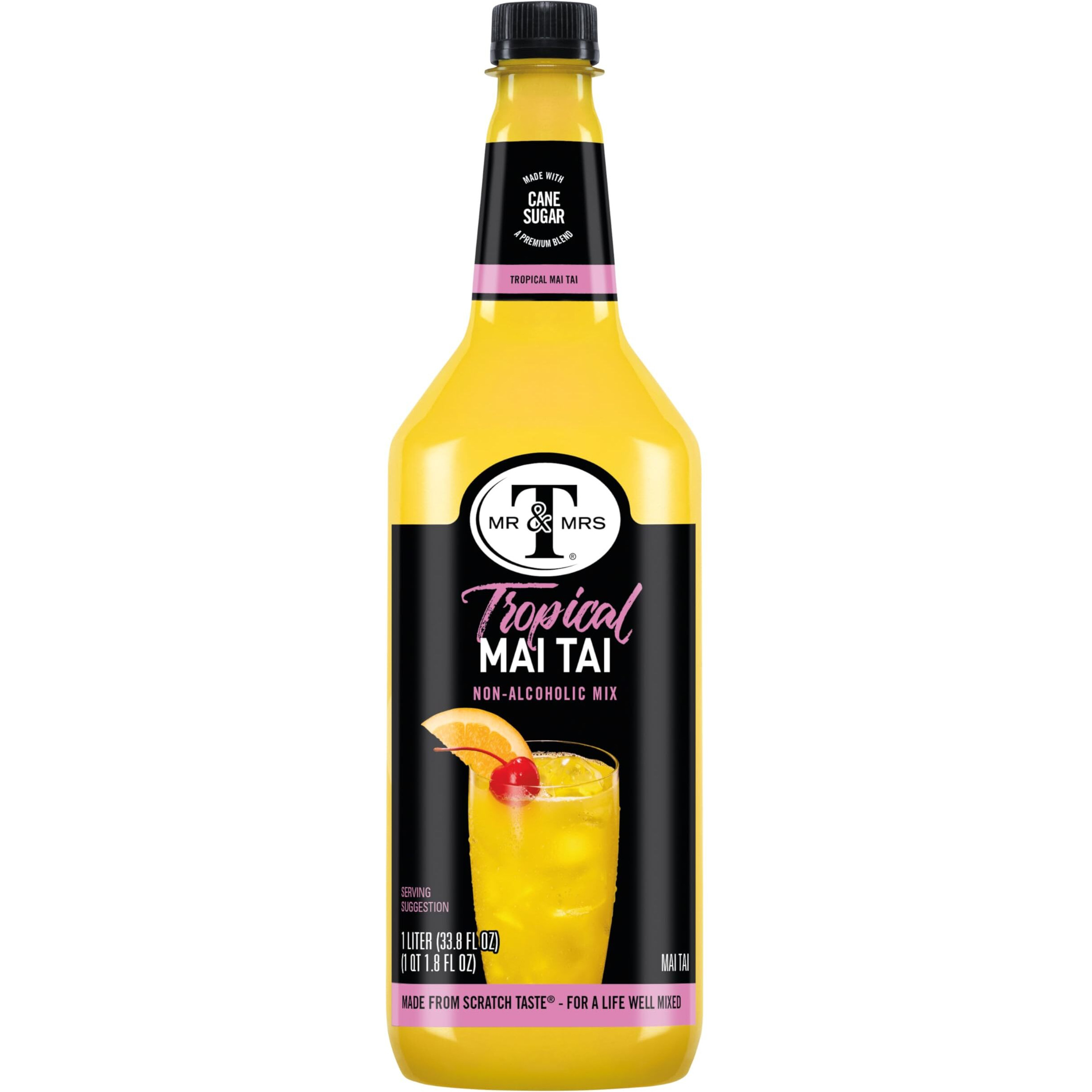 Mr & Mrs T Mai Tai Mix, 1 L Bottle (Pack Of 6), Tropical Citrus Blend Flavored Cocktail Mixer, Made With Cane Sugar, Perfect For Traditional Mai Tai And Mocktail Drinks