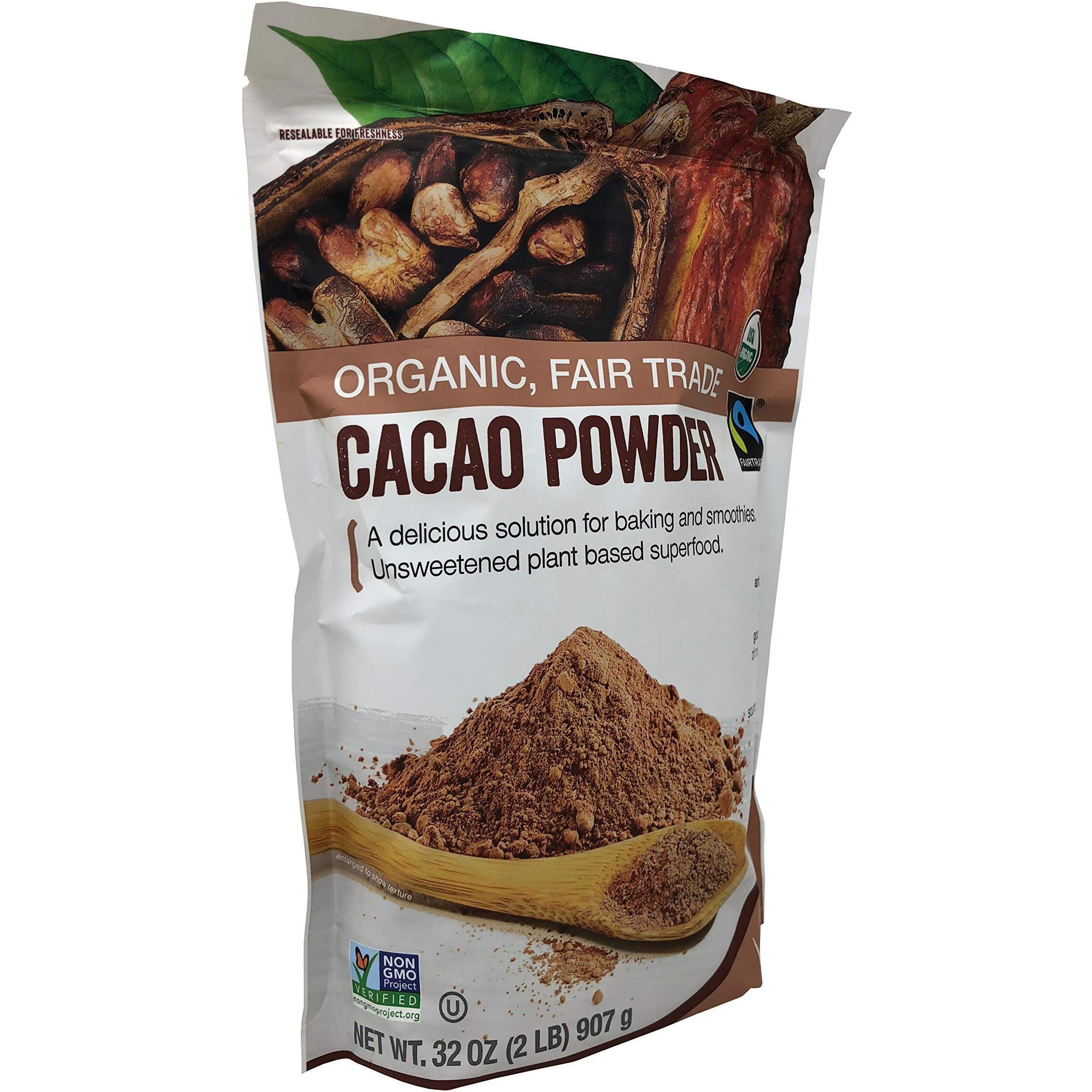 Volupta Organic & Fair Trade Unsweetened Super Food Cacao Powder, 32 Ounce