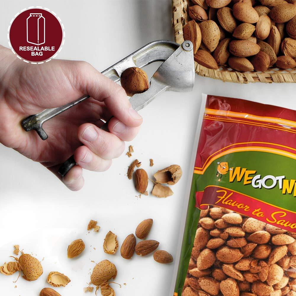 Jumbo California Almonds In Shell - 5 Lbs (80Oz) Premium Quality Kosher Raw Almonds By We Got Nuts - Natural & Healthy Rich Flavor Snack - Whole,& Unsalted -