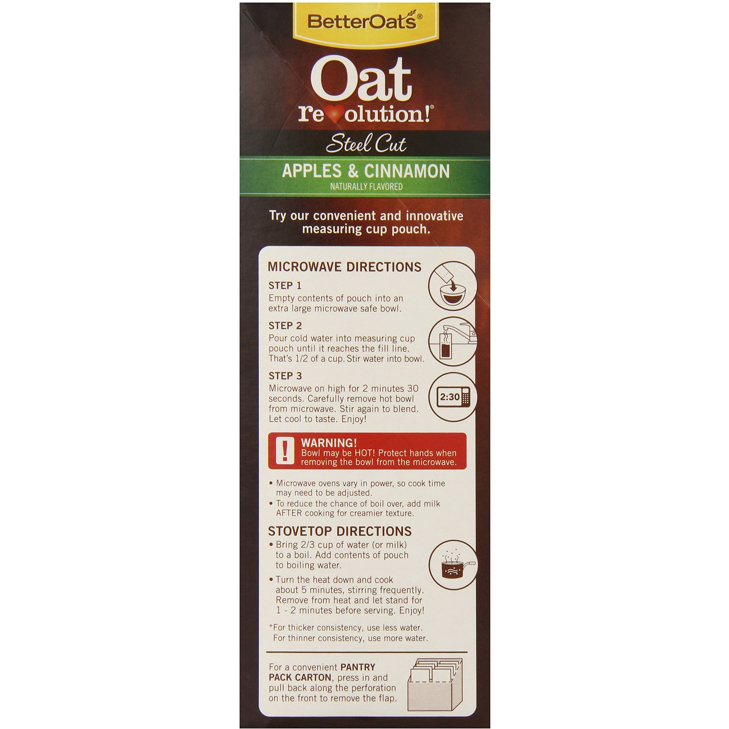 Better Oats Steel Cut Oats With Flax, Apples And Cinnamon, 10 Pouches (Pack Of 2)