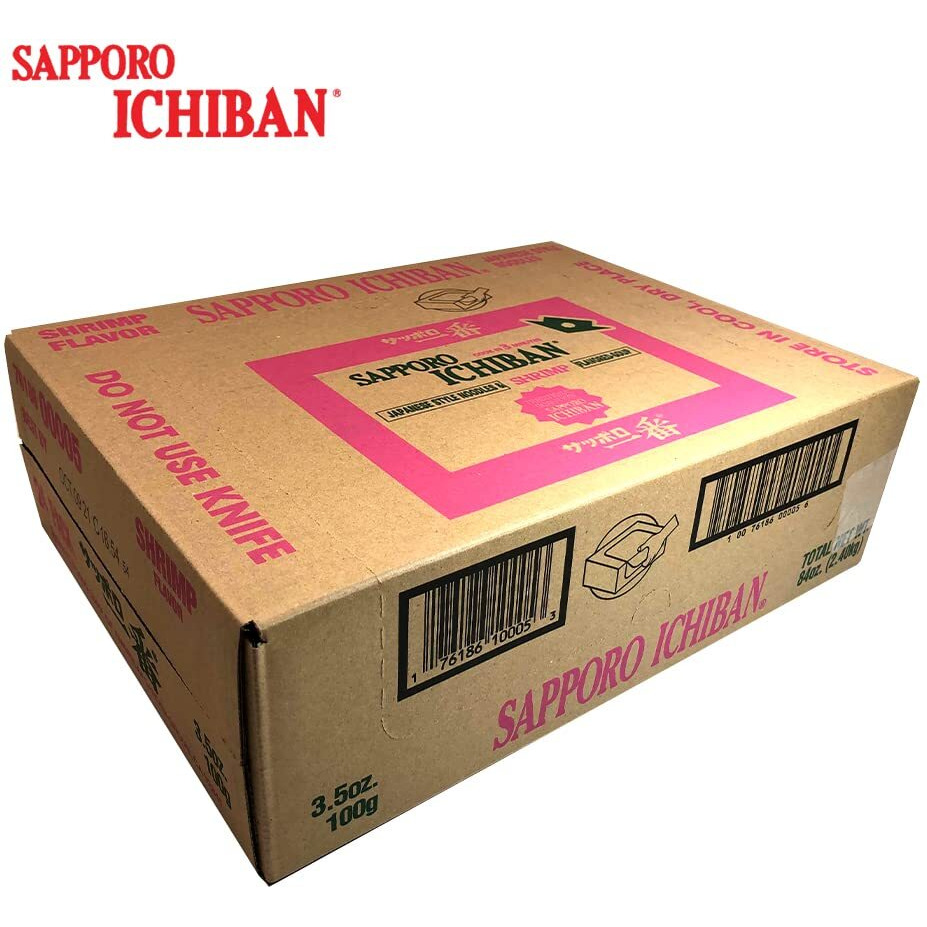[Sapporo Ichiban] Ramen Noodles, Shrimp Flavor, No. 1 Tasting Japanese Instant Noodles (3.5 Oz. X 24 Packs) | 24 Pack Case