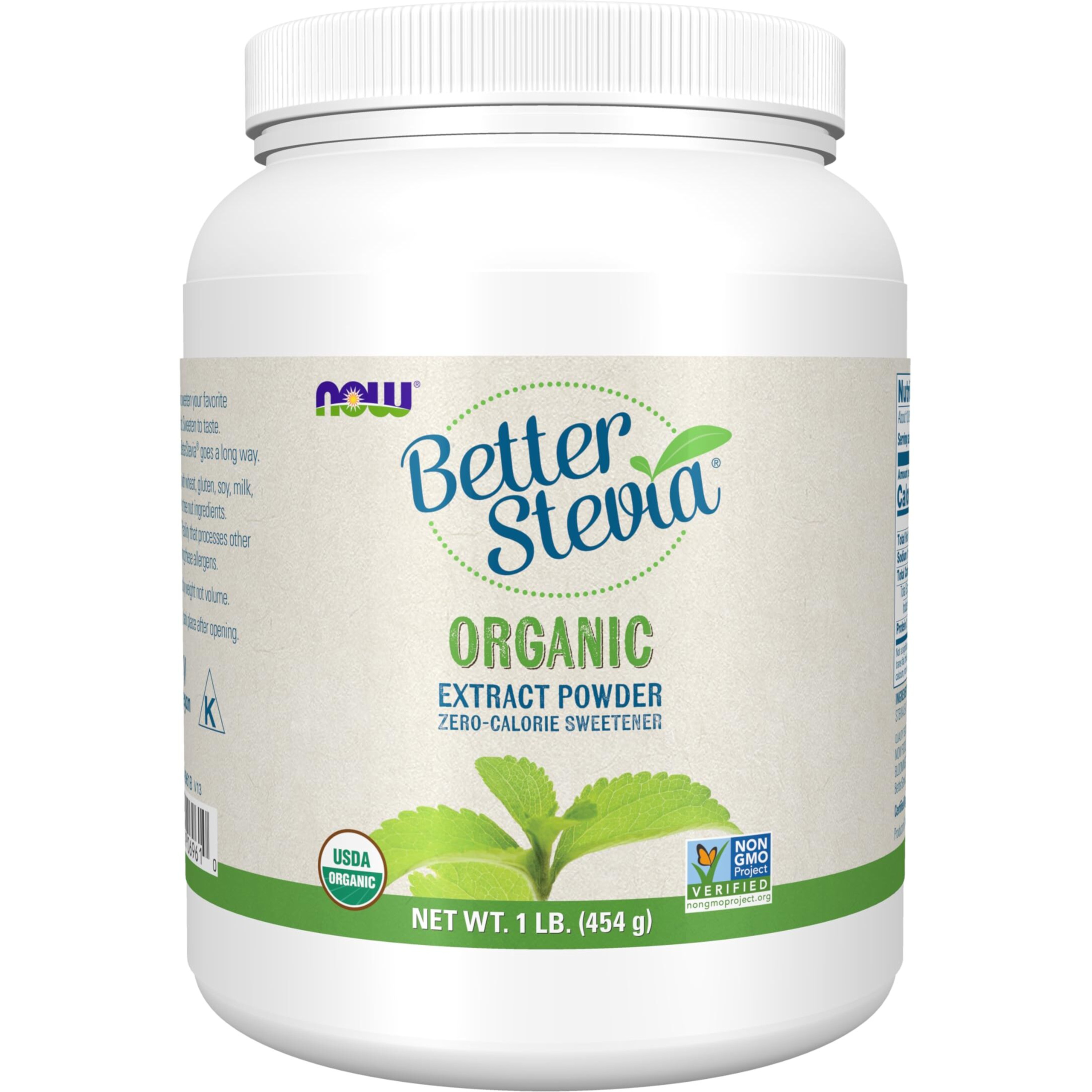 Now Foods Betterstevia Organic Zero-Calorie Extract Powder, Keto Friendly, Suitable For Diabetics, No Erythritol, 1 Pound