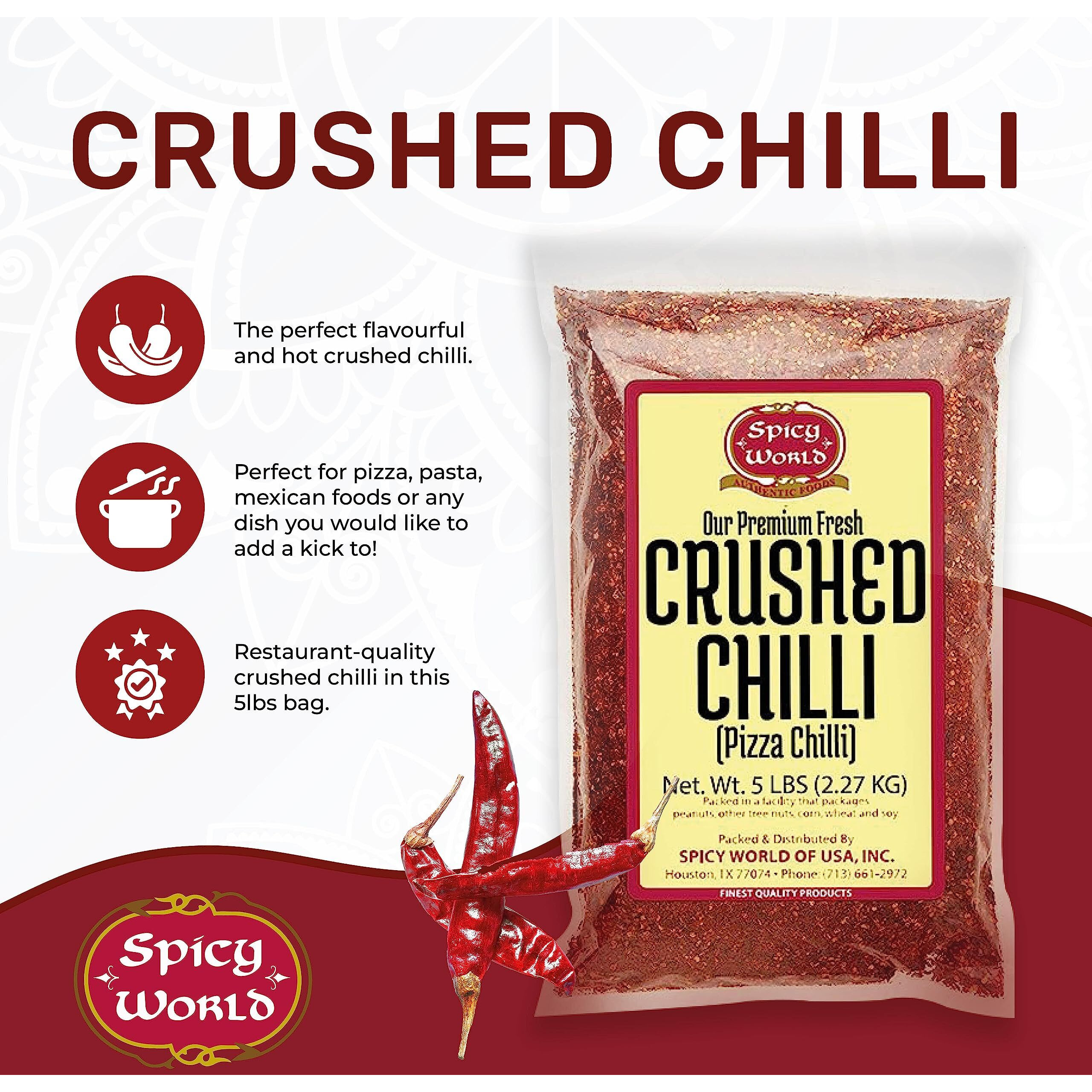 Crushed Red Pepper Flakes 5 Pound Bulk Value Pack - Chili Flakes - By Spicy World