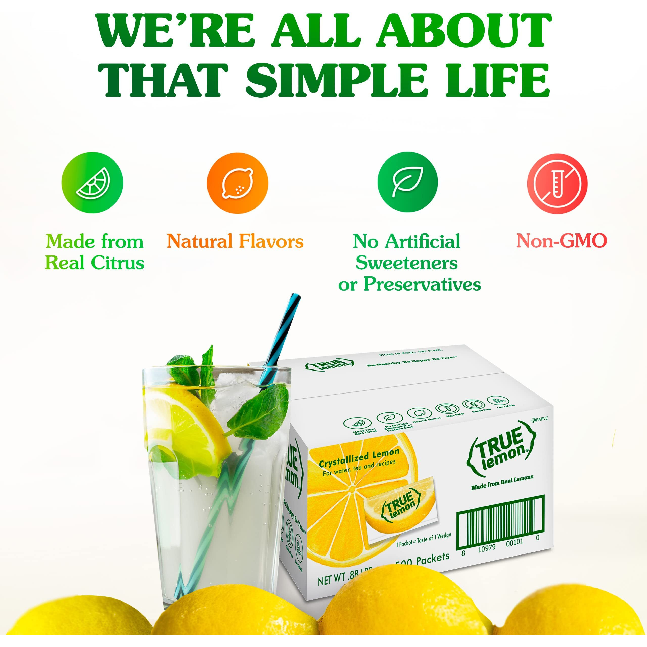 True Lemon Water Enhancer Packets - Sugar-Free, 0 Calorie Drink Mix With Real Lemon Flavor (Bulk Pack Of 500)