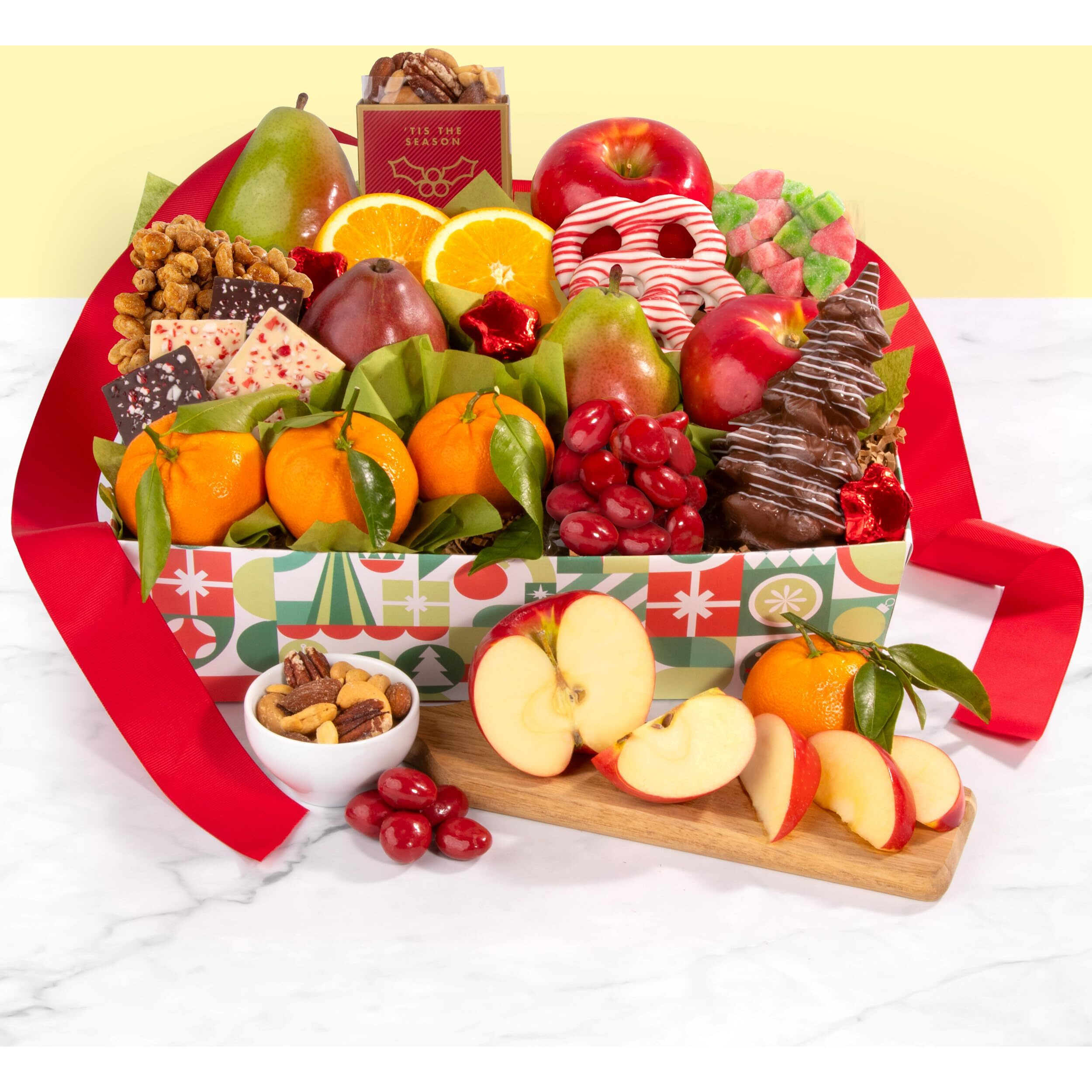 Holiday Chocolate, Nuts & Fresh Fruit Gift Basket