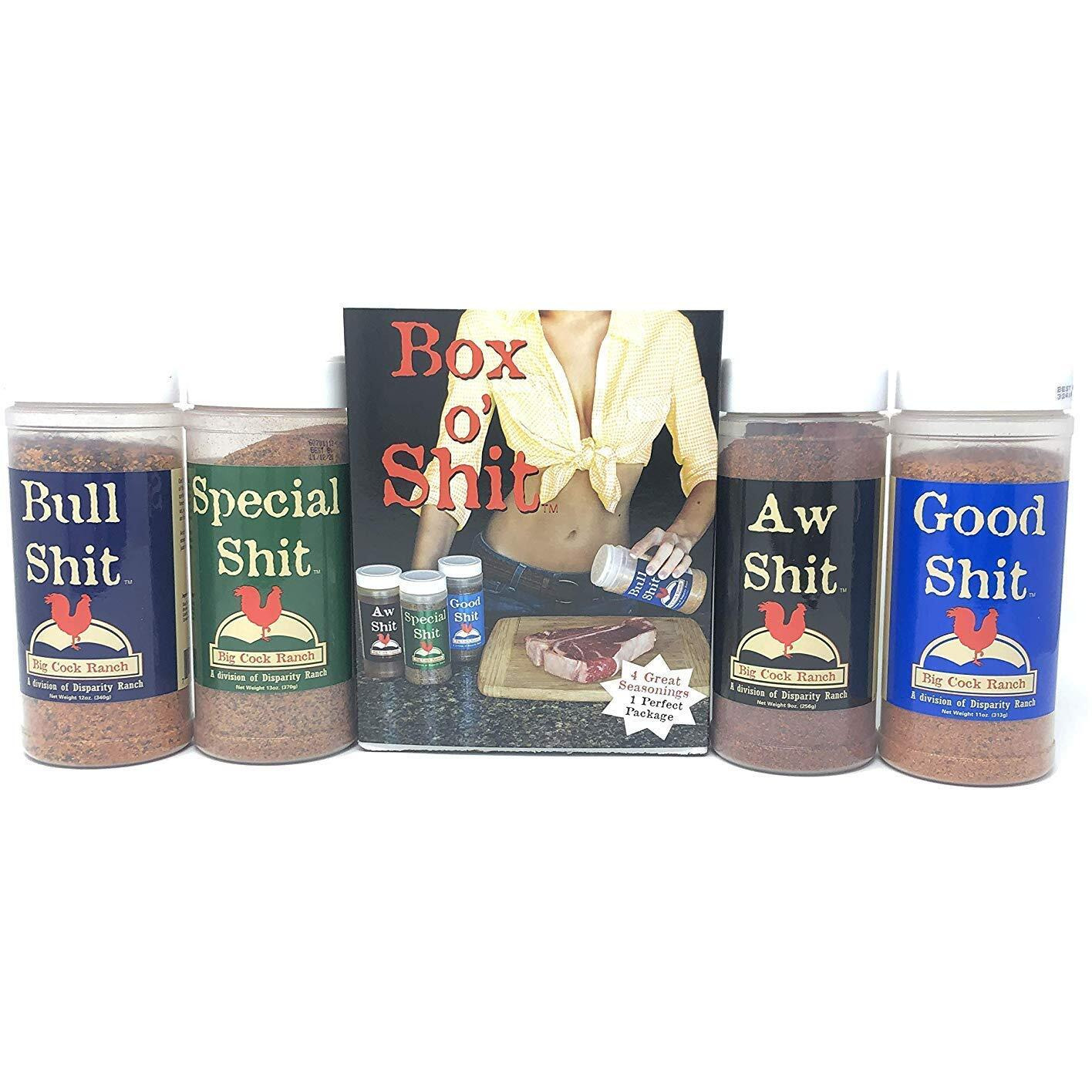 Big Cock Ranch - Box O' Shit Sampler Pack Of 4 Different Seasonings (1 Each Of Bull, Special, Good & Aw)