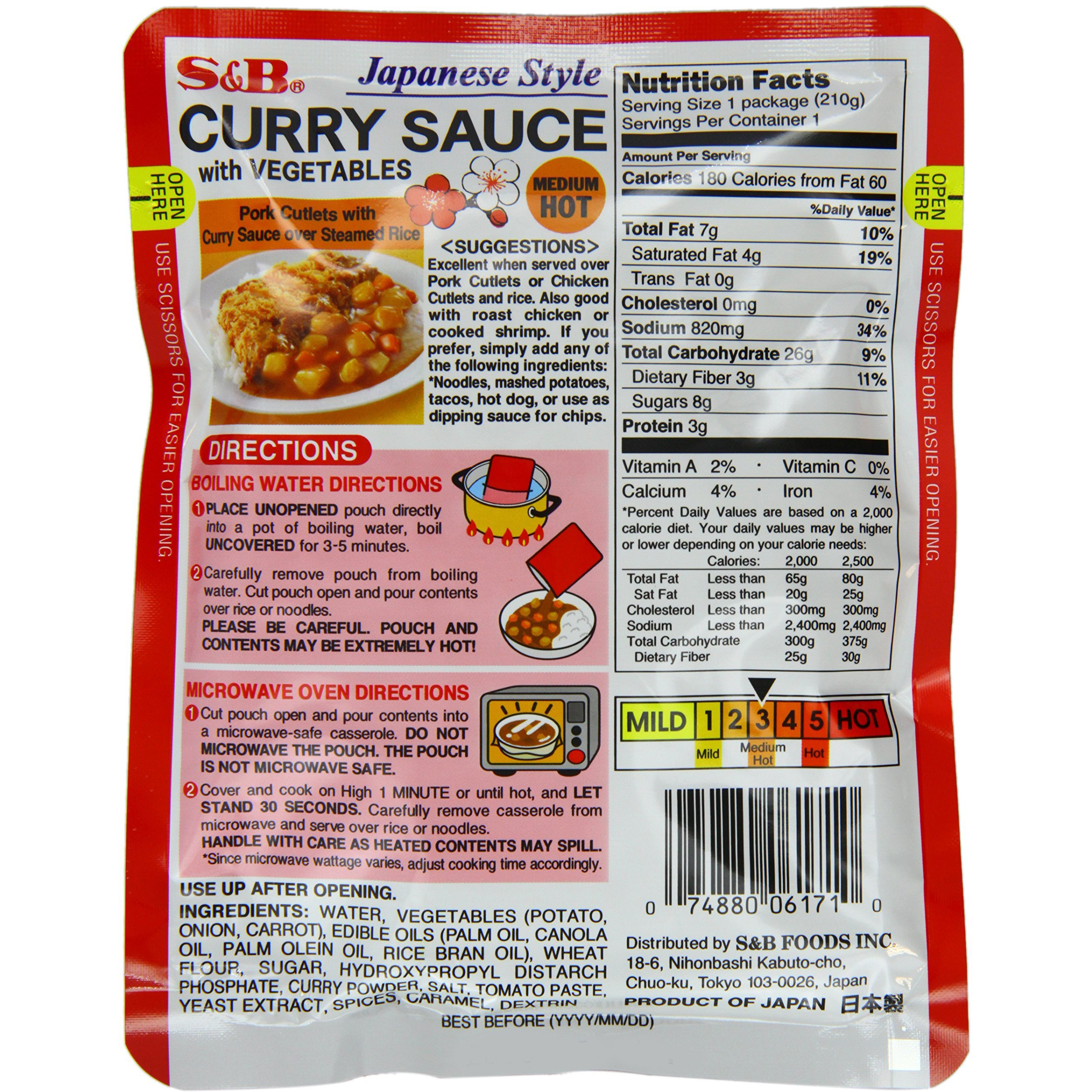 S&B Curry Sauce With Vegetables Medium Hot,7.4 Ounce (Pack Of 10)