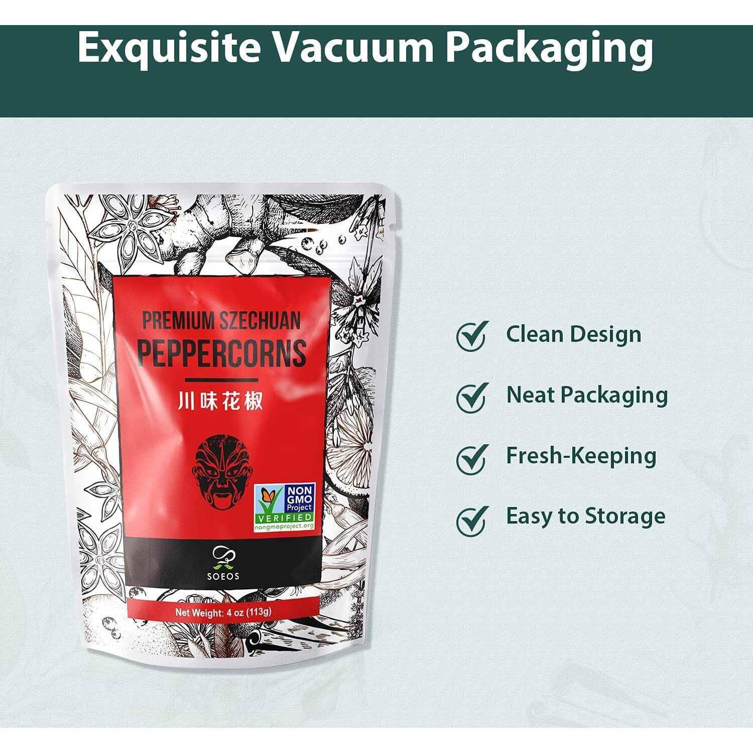 Soeos Sichuan Peppercorns, 4 Ounce(113G), Authentic Szechuan Red Peppercorn, Numbing And Tingle Effect, Less Seeds, Strong Flavor, Essential For Mapo Tofu, Kung Pao Chicken And Asine Cusine