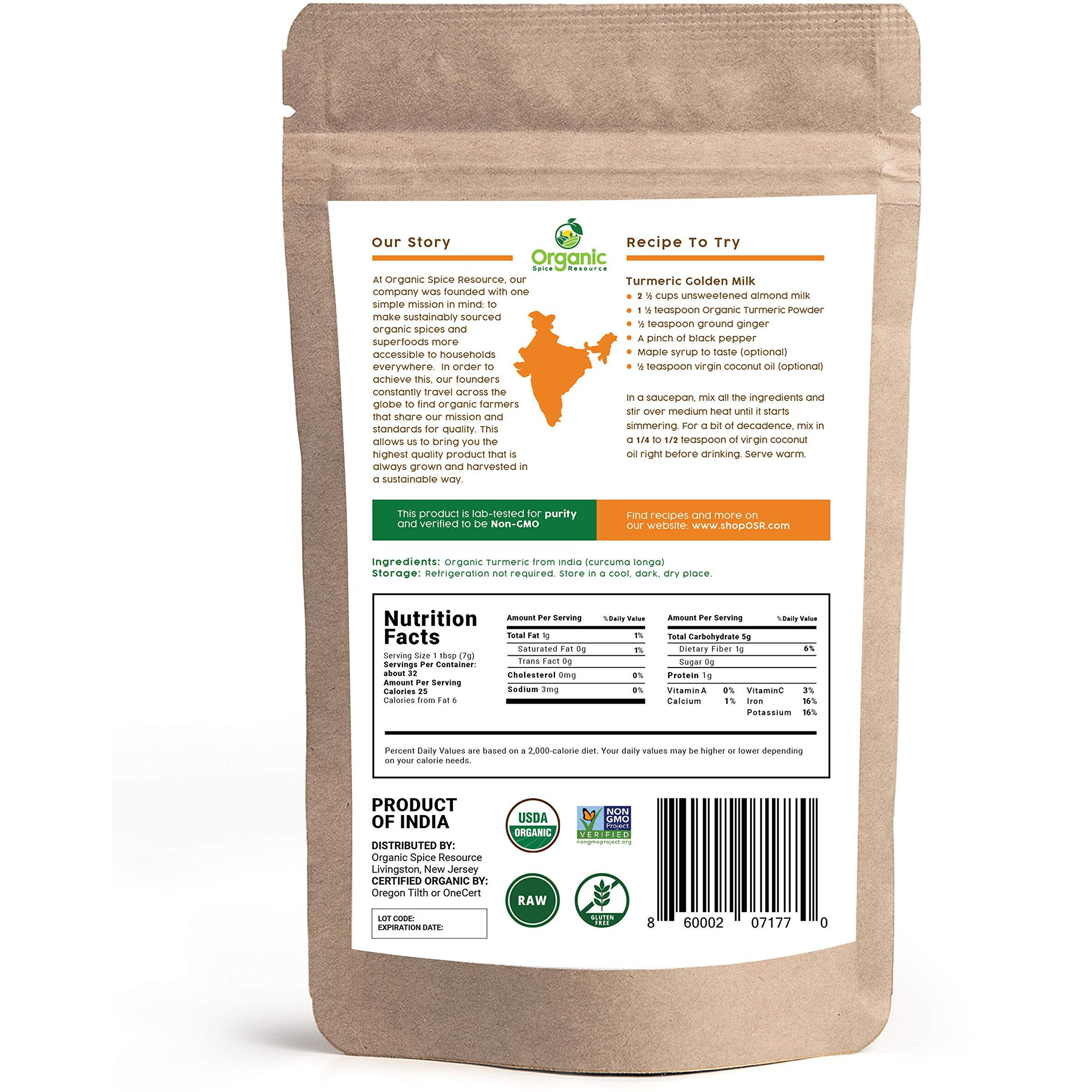 Organic Spice Resource Turmeric Root Powder, 8 Oz (226 G)