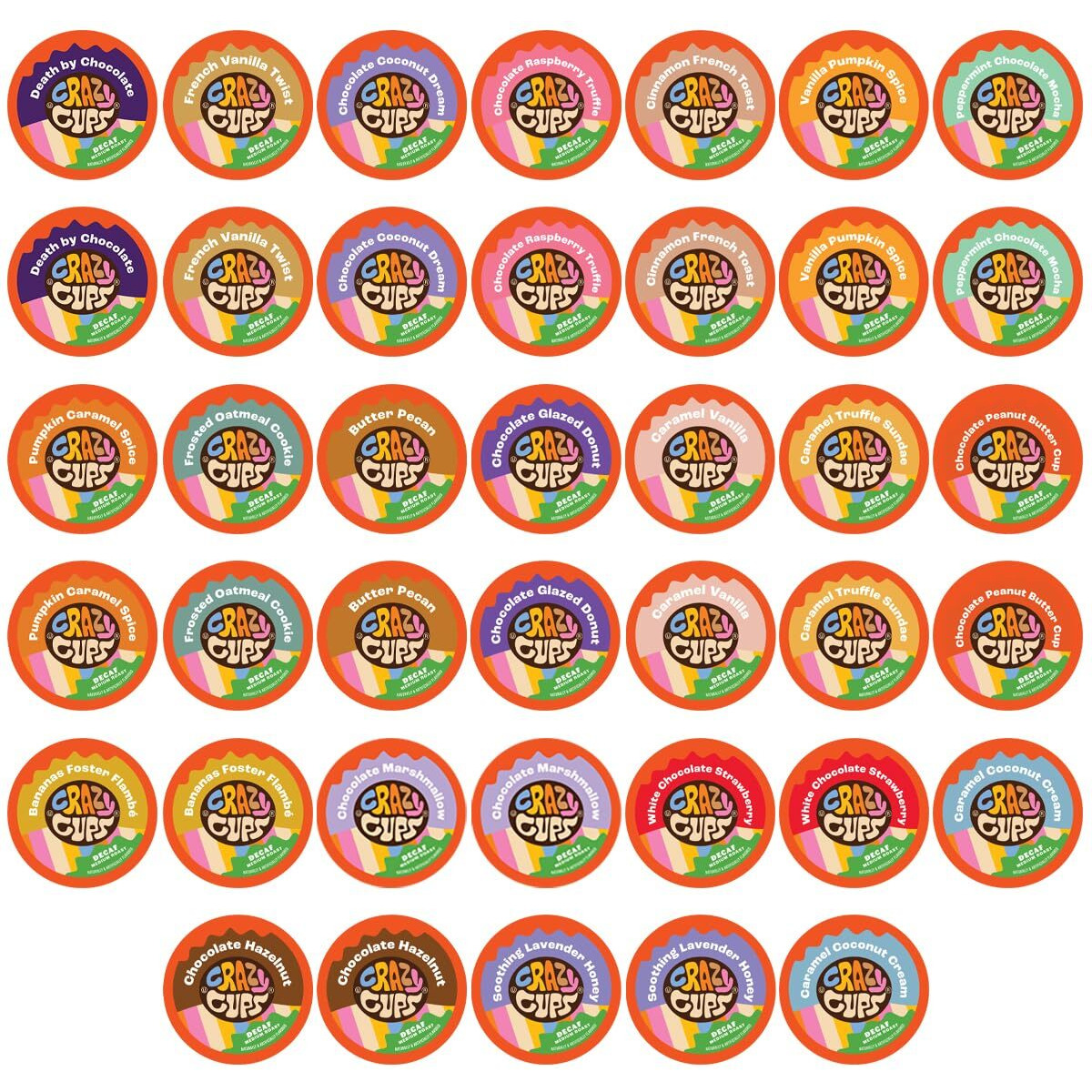 Crazy Cups Flavored Decaf Coffee, For The Keurig K Cups Coffee 2.0 Brewers, Variety Pack Sampler, 40 Count