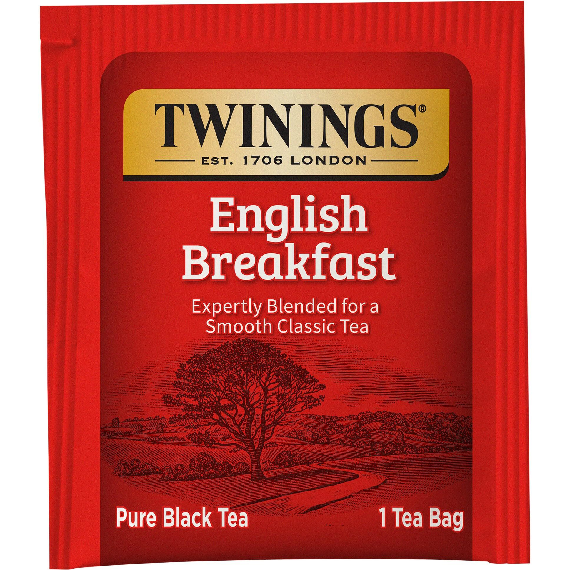 Twinings English Breakfast Black Tea Individually Wrapped Bags, 100 Count (Pack Of 1), Smooth, Flavourful, And Robust, Caffeinated, Enjoy Hot Or Iced | Packaging May Vary