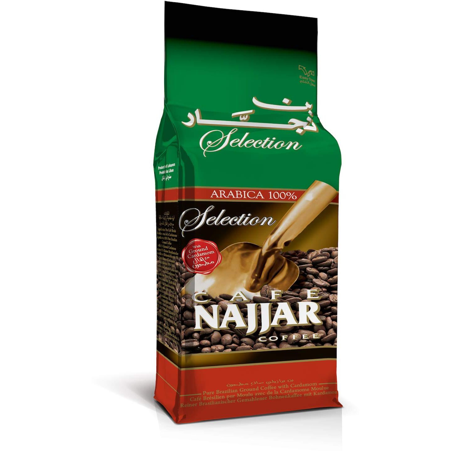 Caf   Najjar, Turkish Coffee With Cardamom, 450 Gr, 100% Arabica Coffee Beans, Ground Coffee, Dark Roast, Lebanese Coffee, Arabic Coffee, Coffee Beverages, Works With Turkish Coffee Machine.