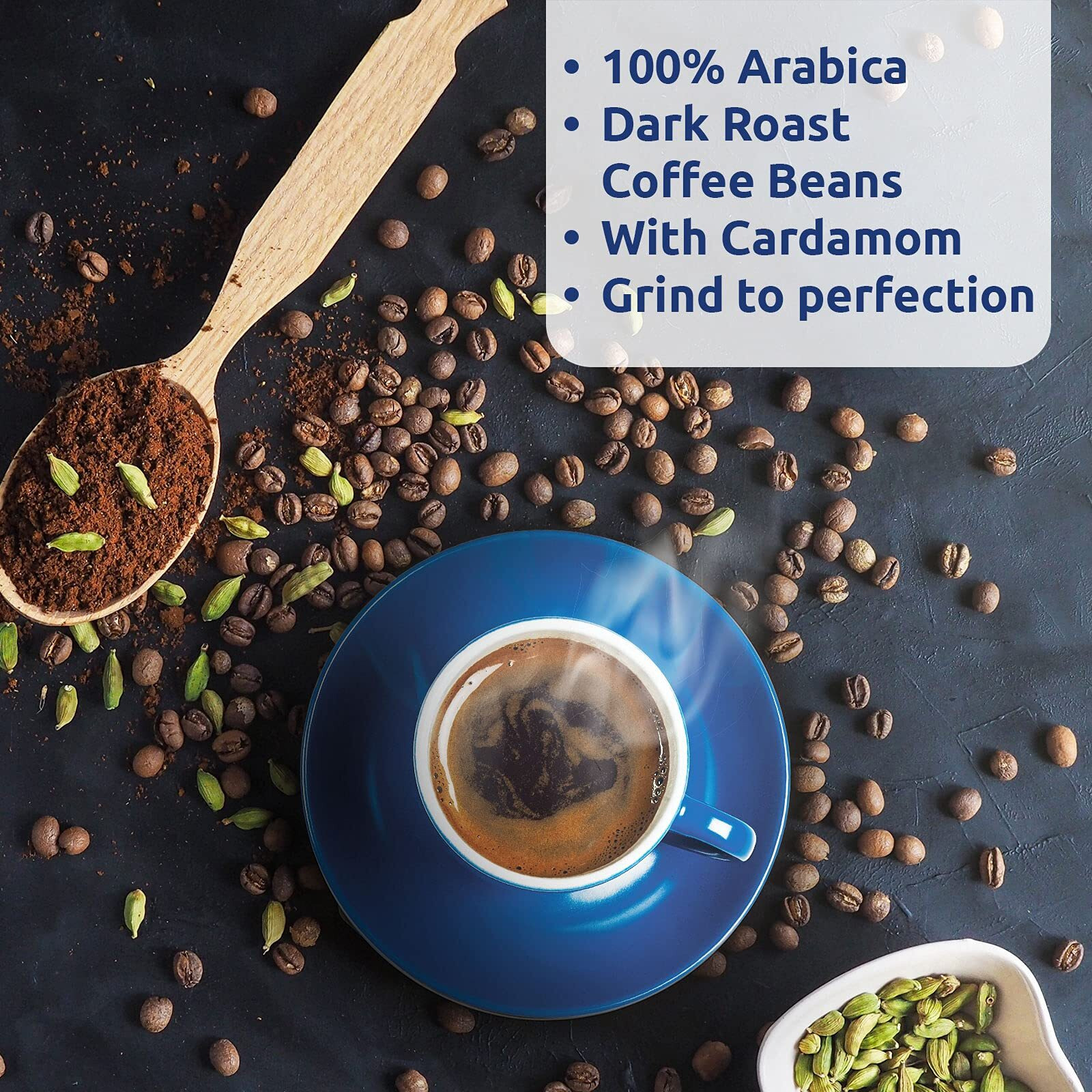 Caf   Najjar, Turkish Coffee With Cardamom, 450 Gr, 100% Arabica Coffee Beans, Ground Coffee, Dark Roast, Lebanese Coffee, Arabic Coffee, Coffee Beverages, Works With Turkish Coffee Machine.