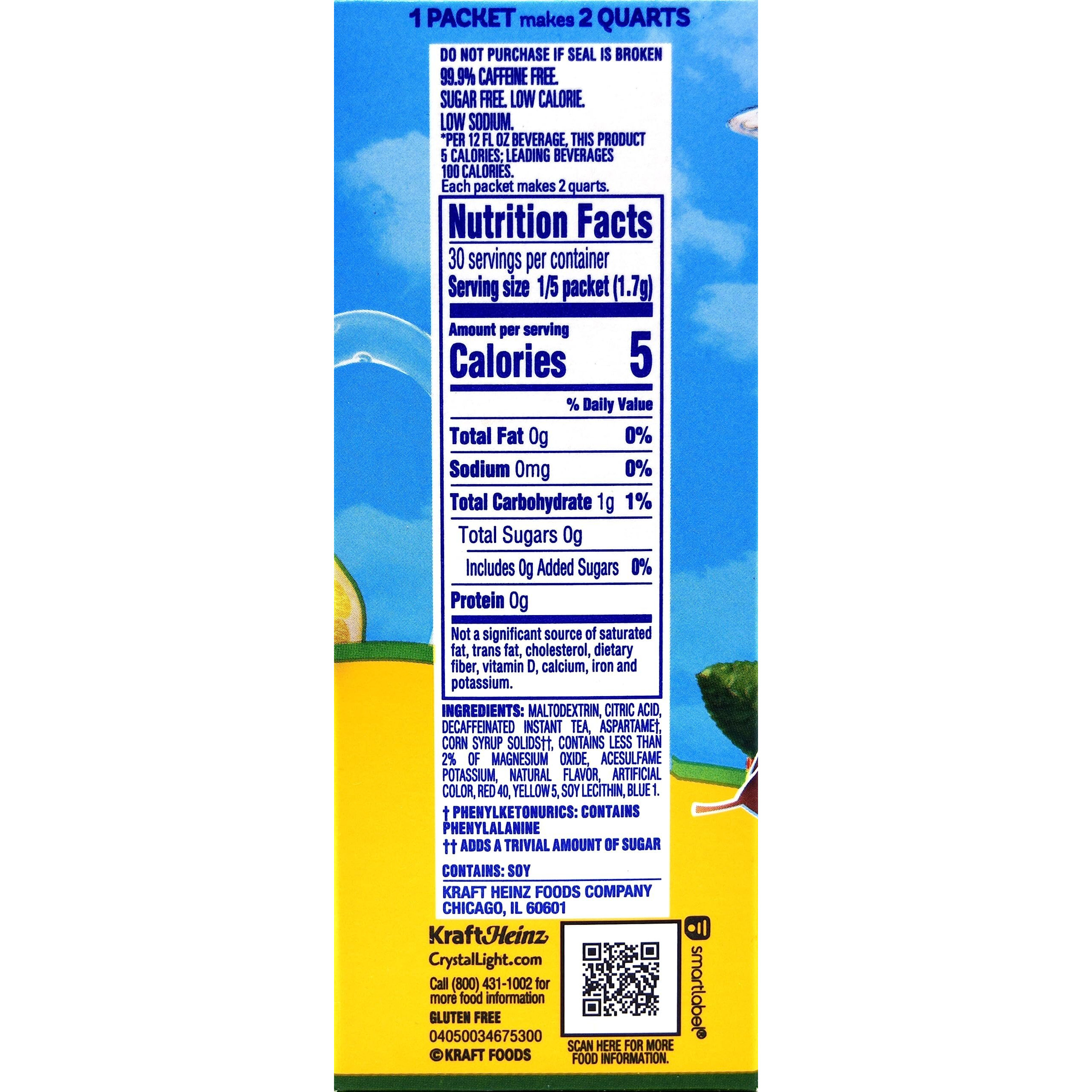 Crystal Light Lemon Decaf Iced Tea Natural Flavor Drink Mix, 12-Quart Canister (Pack Of 6)